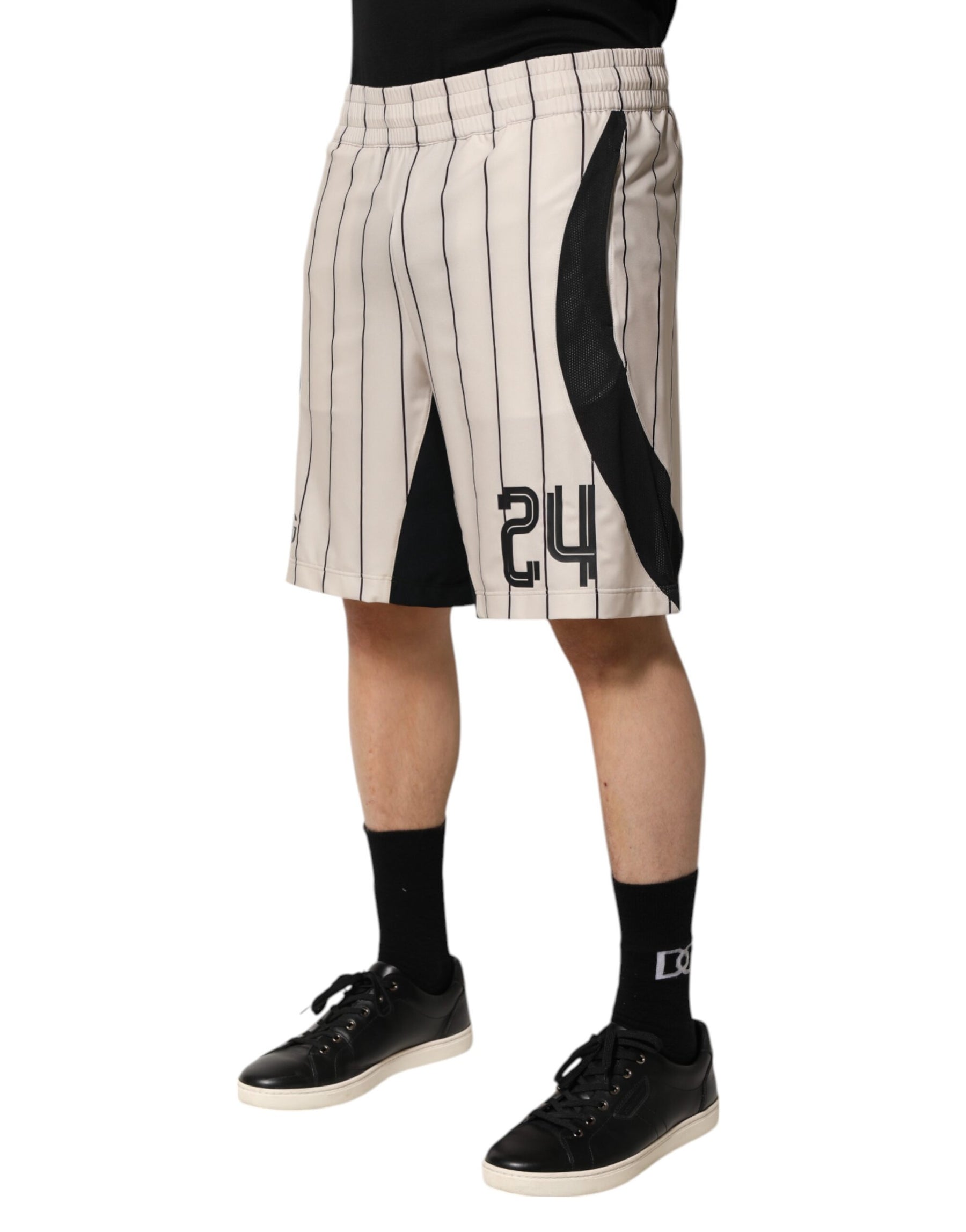 Dolce & Gabbana Off White Polyester DG Logo Sweatshorts Shorts | Regal Royce