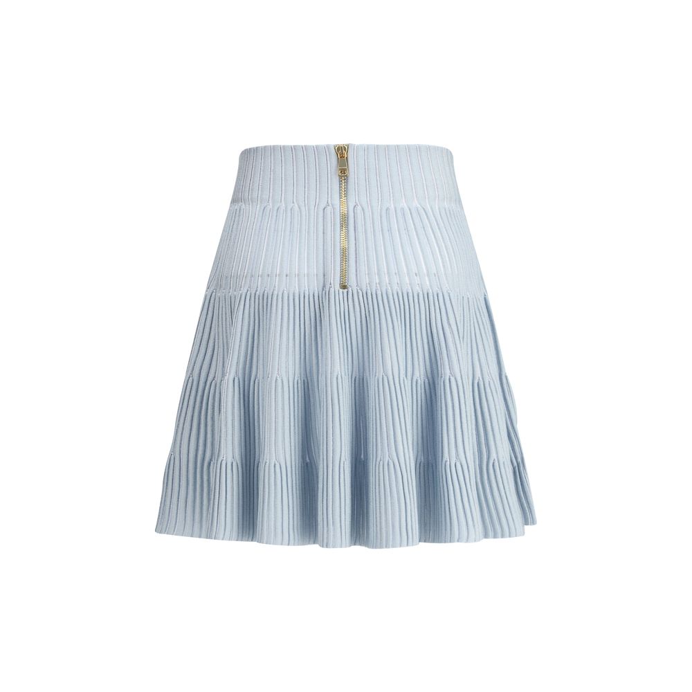 Balmain Light Blue Viscose Mini Skirt | Regal Royce