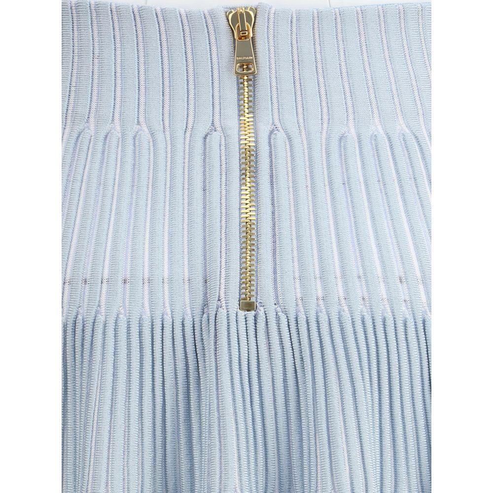 Balmain Light Blue Viscose Mini Skirt | Regal Royce