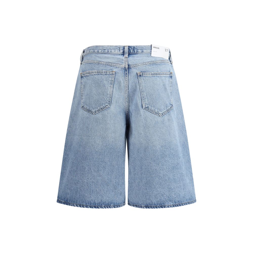 Agolde Light Blue Cotton Bermuda Shorts | Regal Royce