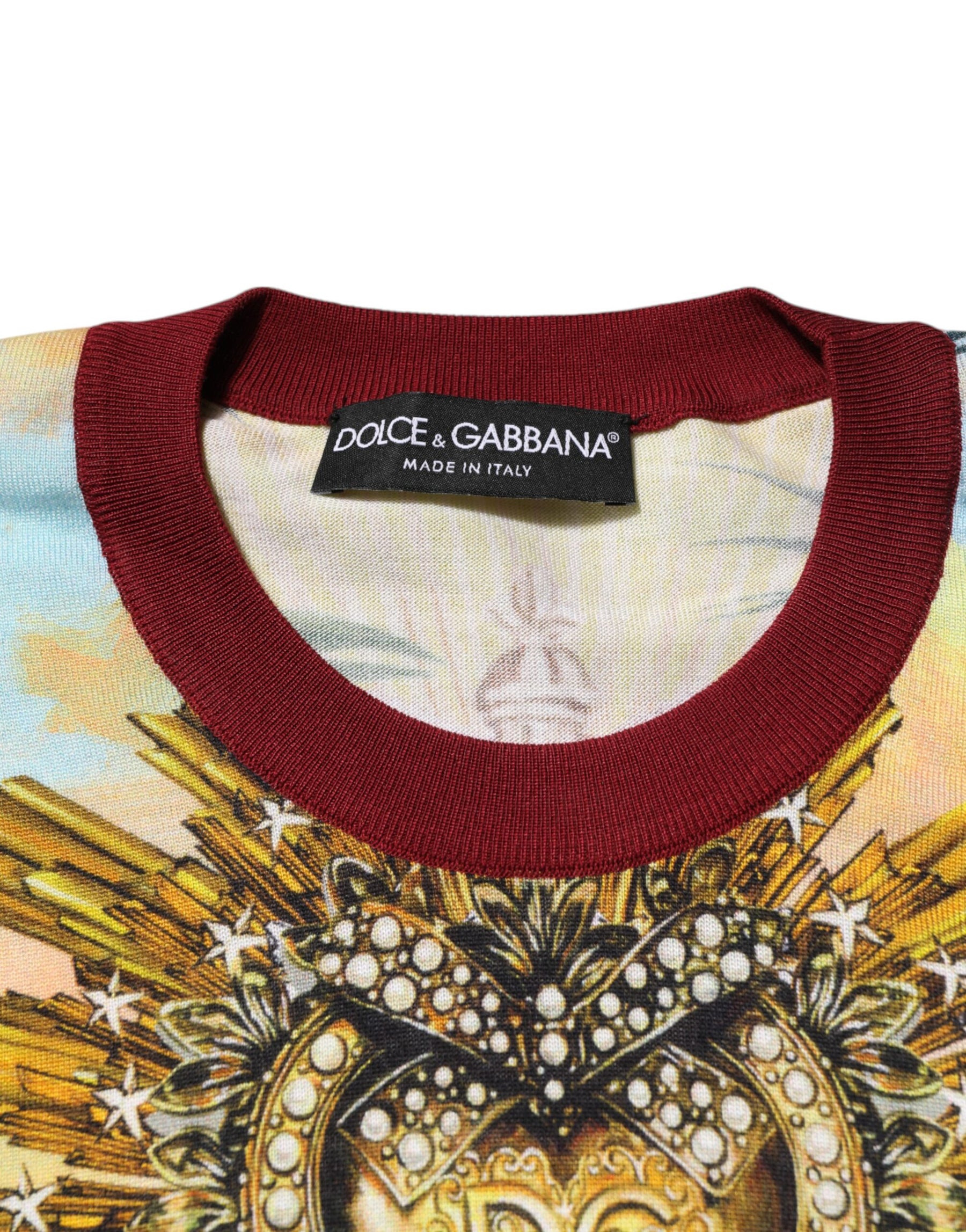 Dolce & Gabbana Tropical Heart Crown Silk Pullover Sweater | Regal Royce