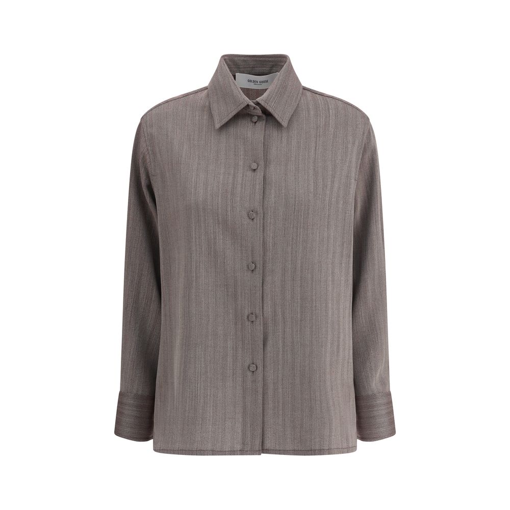 Golden Goose Brown Fleece Wool Dress Shirt | Regal Royce