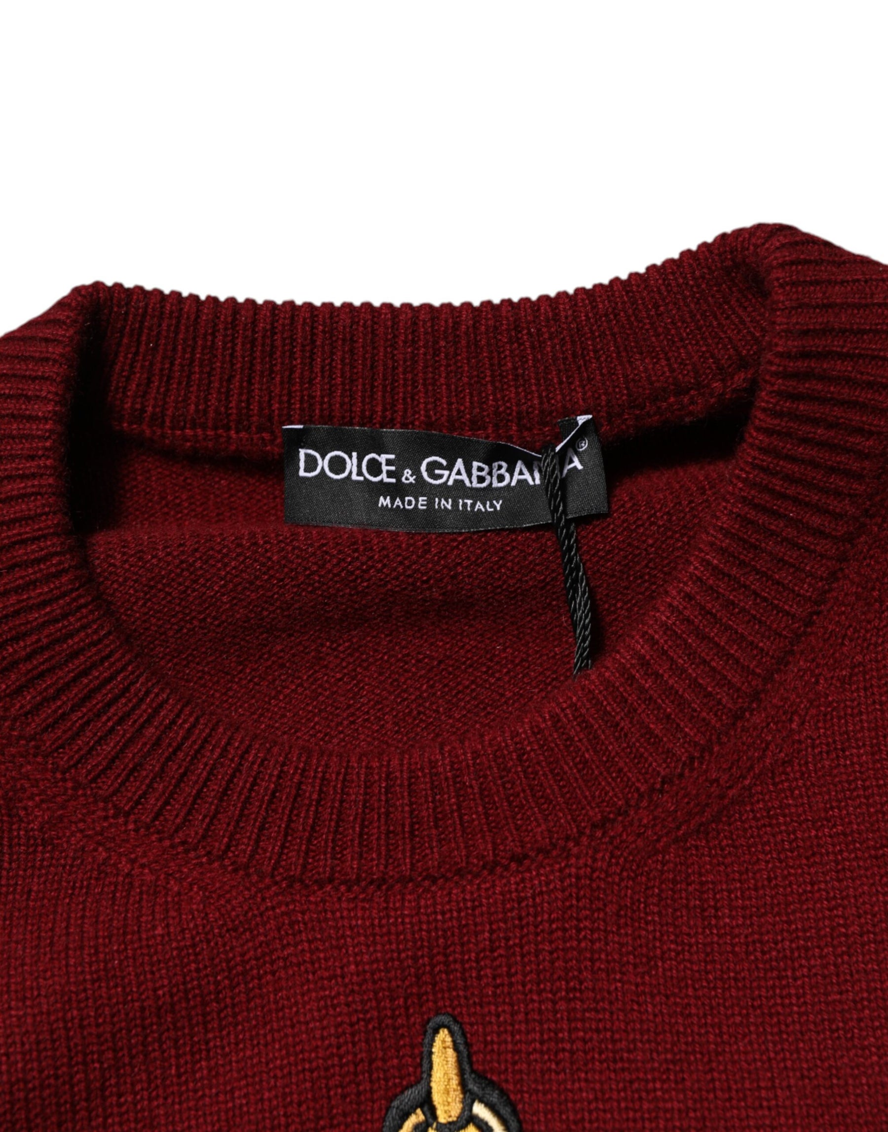 Dolce & Gabbana Burgundy Cashmere Lion Crest Pullover Sweater | Regal Royce