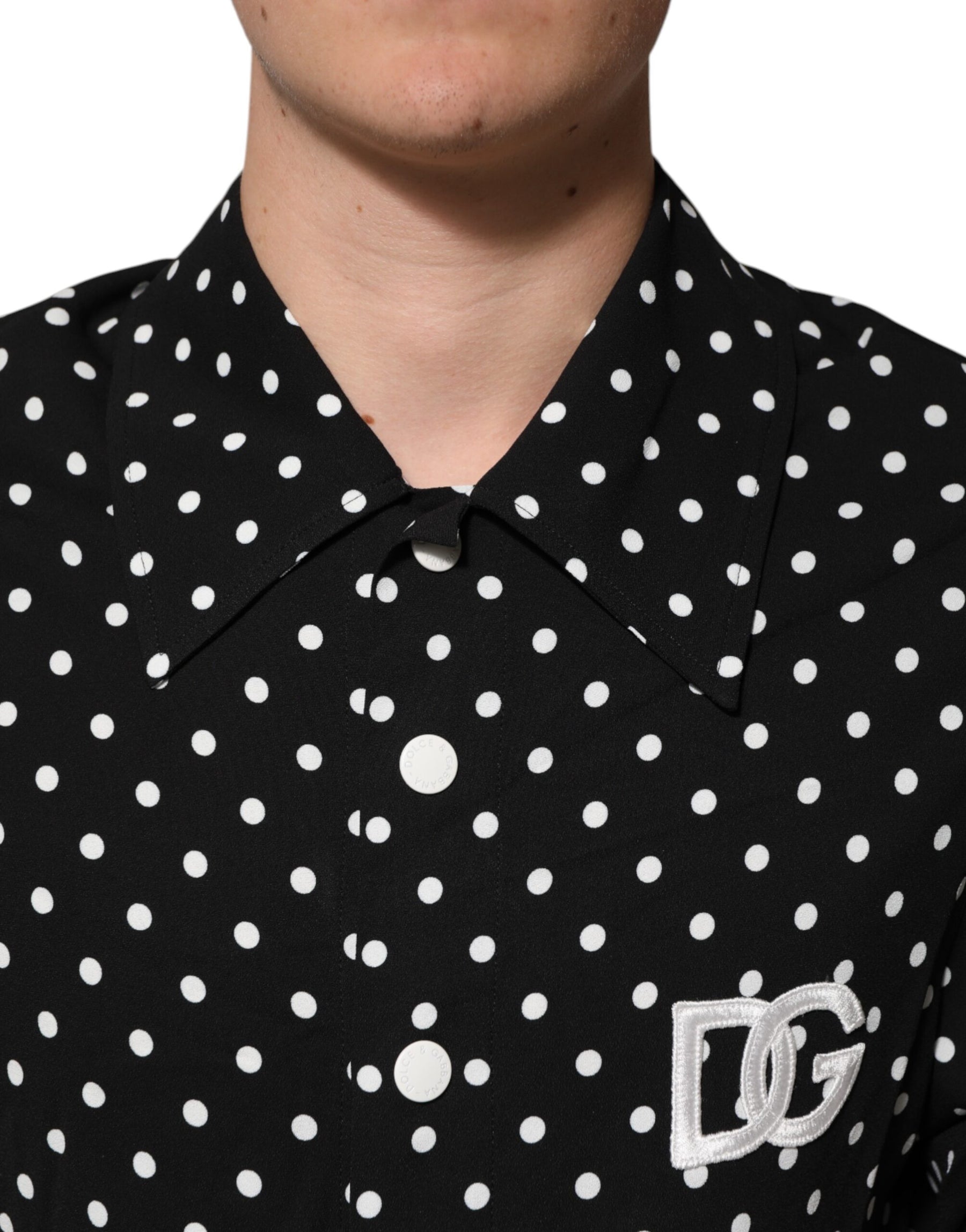 Dolce & Gabbana Black Polka Dot Short Sleeves Collared Polo T-shirt | Regal Royce