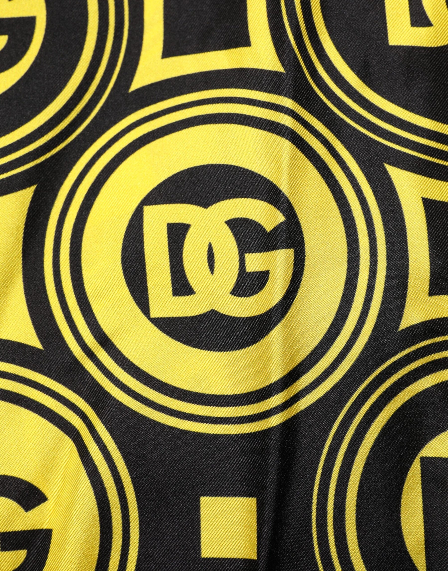 Dolce & Gabbana Yellow Silk Silver DG Logo Geometric T-shirt | Regal Royce