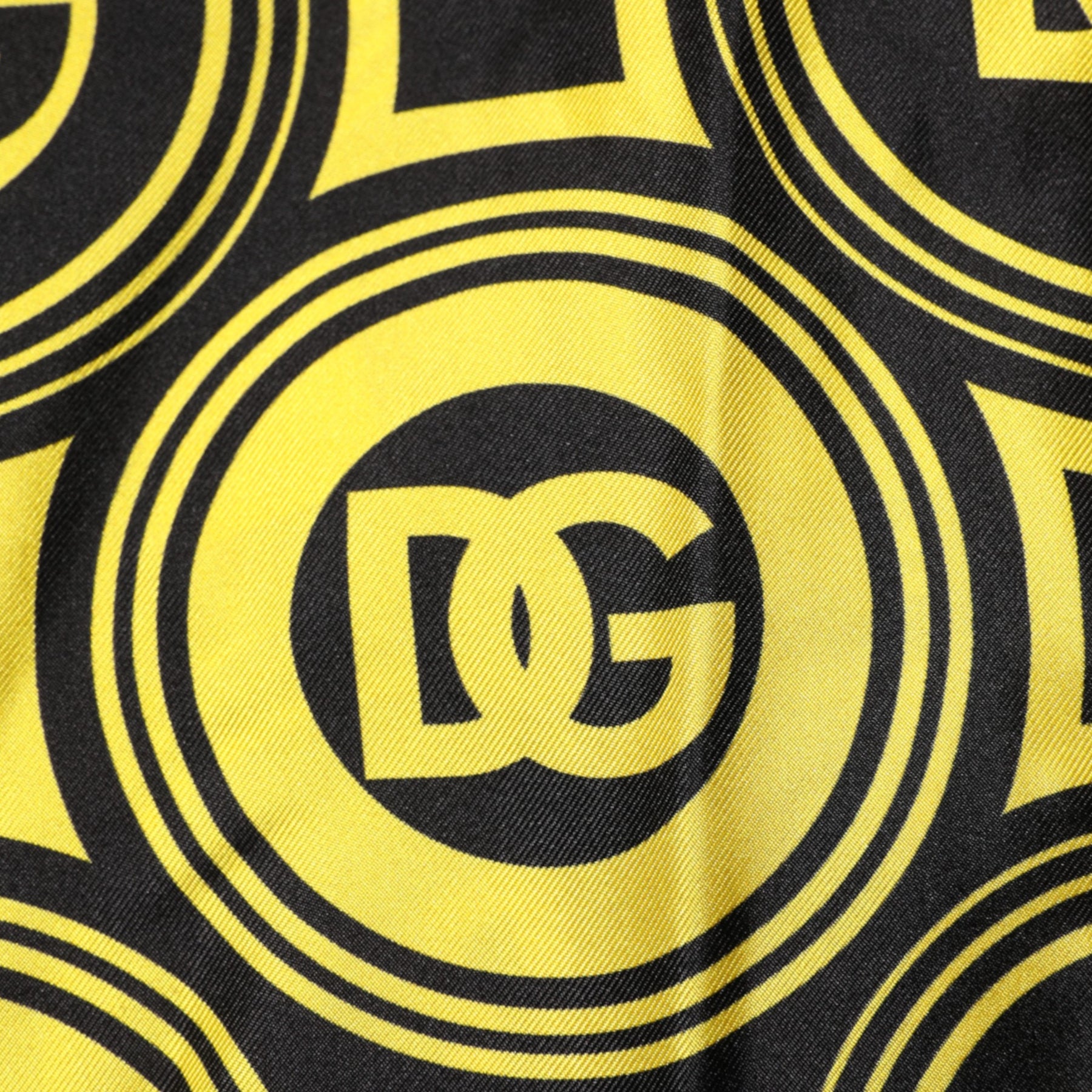 Dolce & Gabbana Yellow Silk Silver DG Logo Geometric T-shirt | Regal Royce