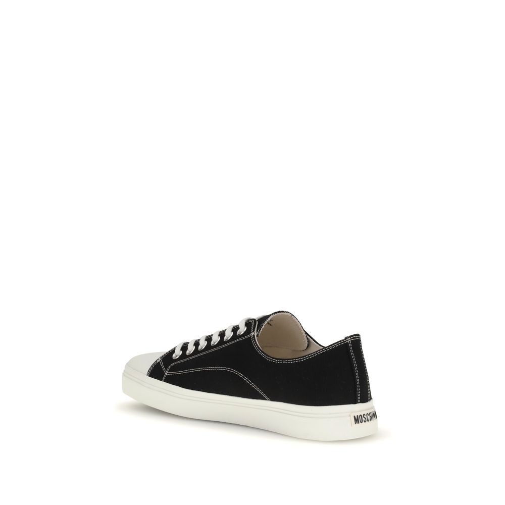 Moschino Black Cotton Low Top Sneakers | Regal Royce