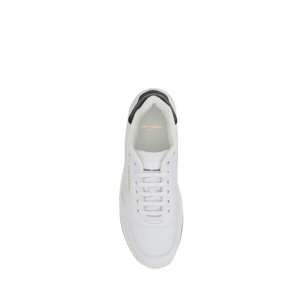 Saint Laurent White Calf Leather Bos Taurus Low Top Sneakers
