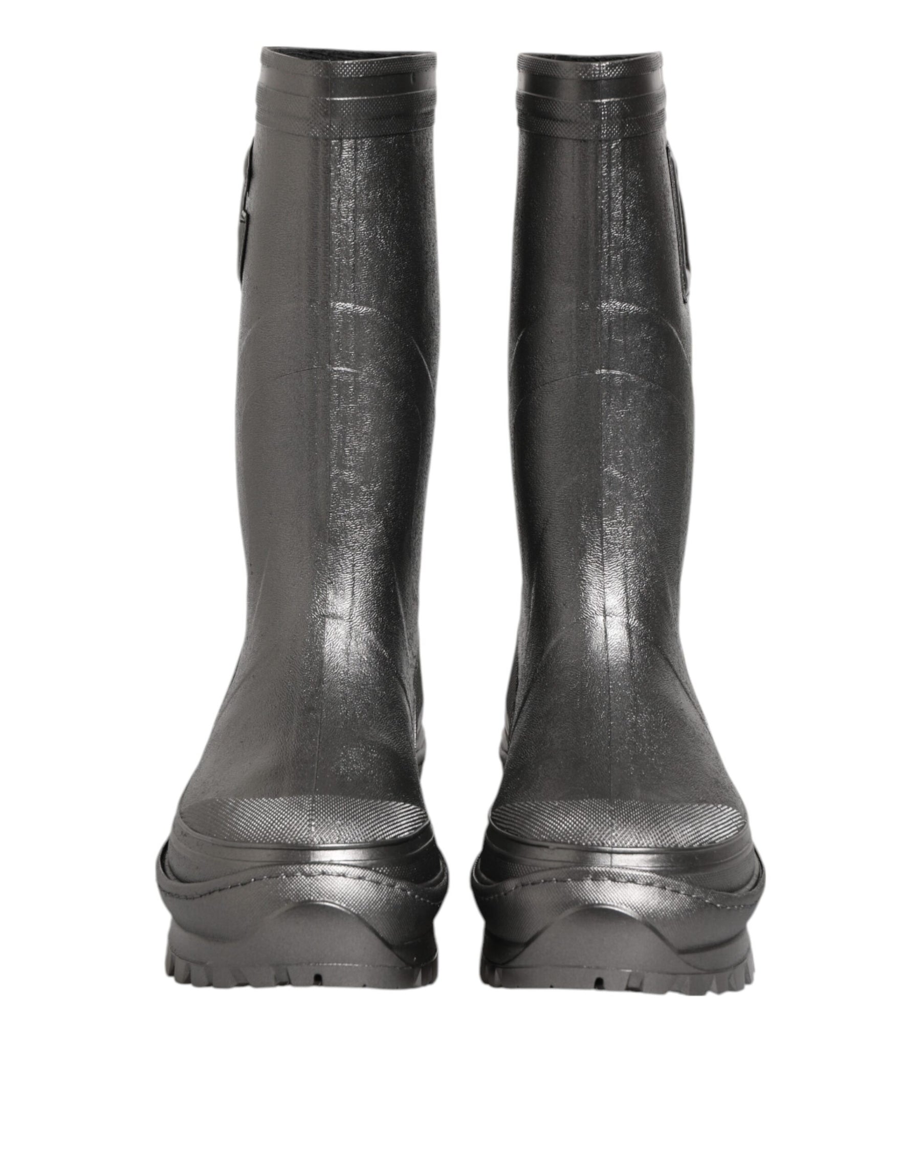 Dolce & Gabbana Black Argento Pull On Rain Boots Shoes | Regal Royce