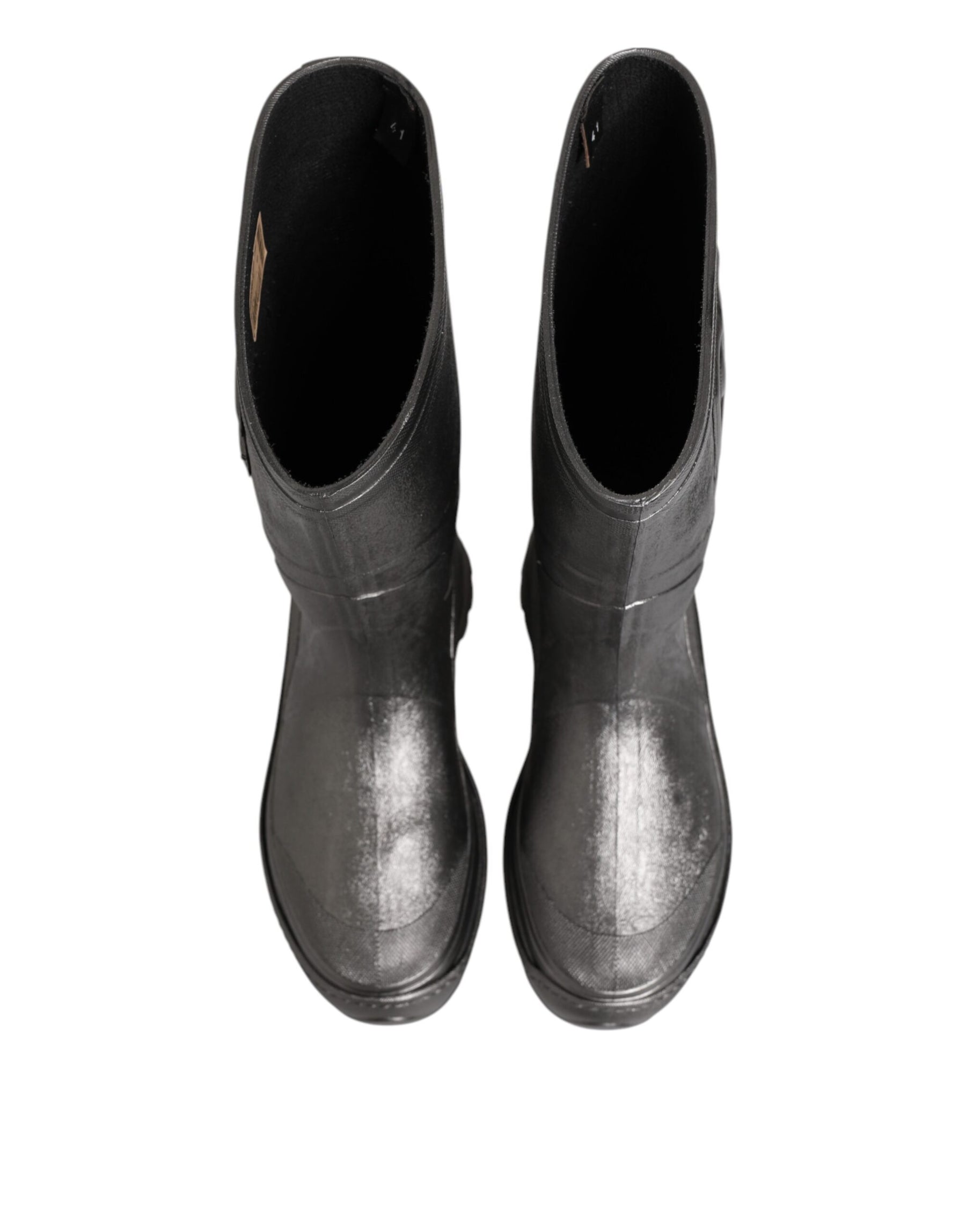 Dolce & Gabbana Black Argento Pull On Rain Boots Shoes | Regal Royce