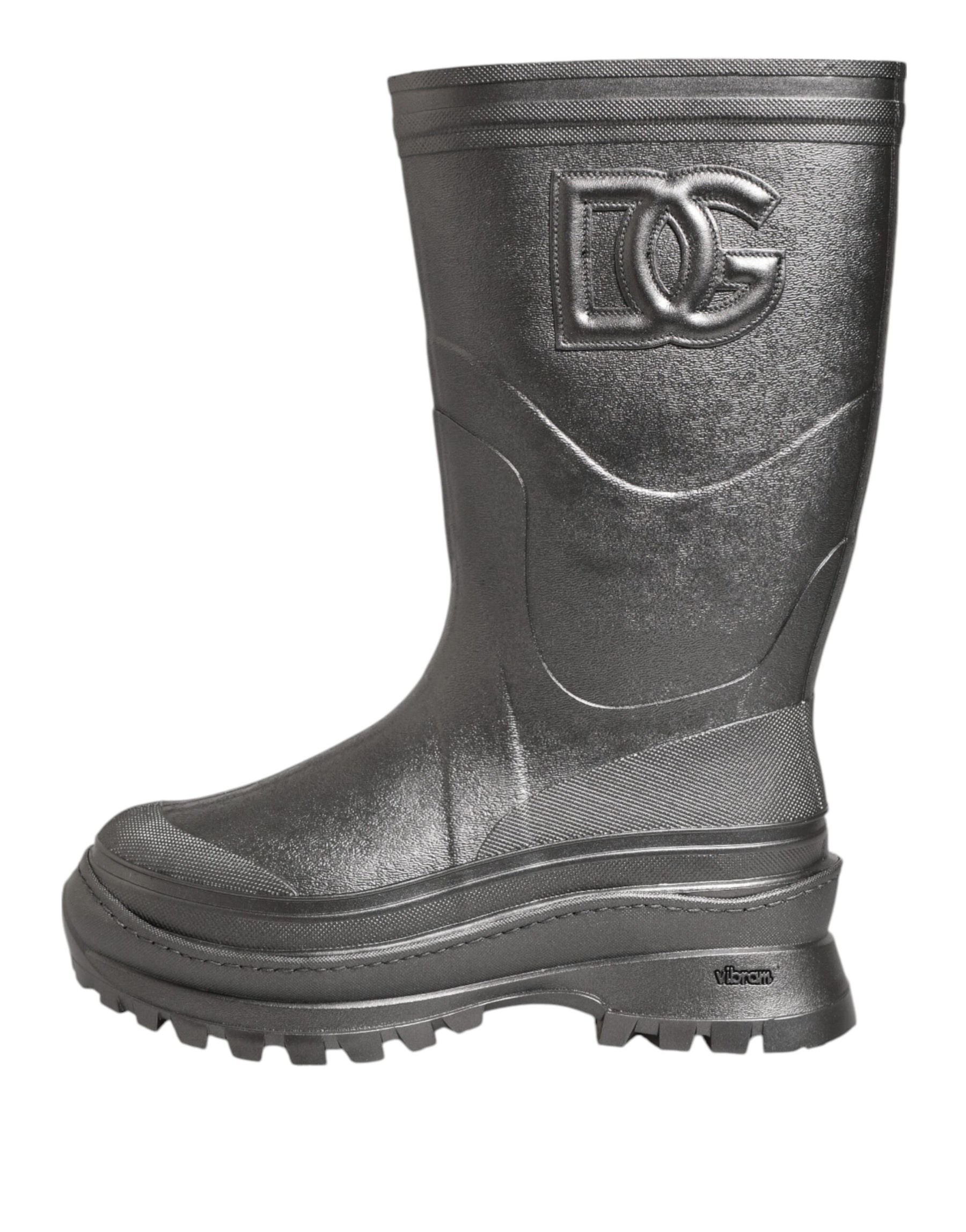 Dolce & Gabbana Black Argento Pull On Rain Boots Shoes | Regal Royce