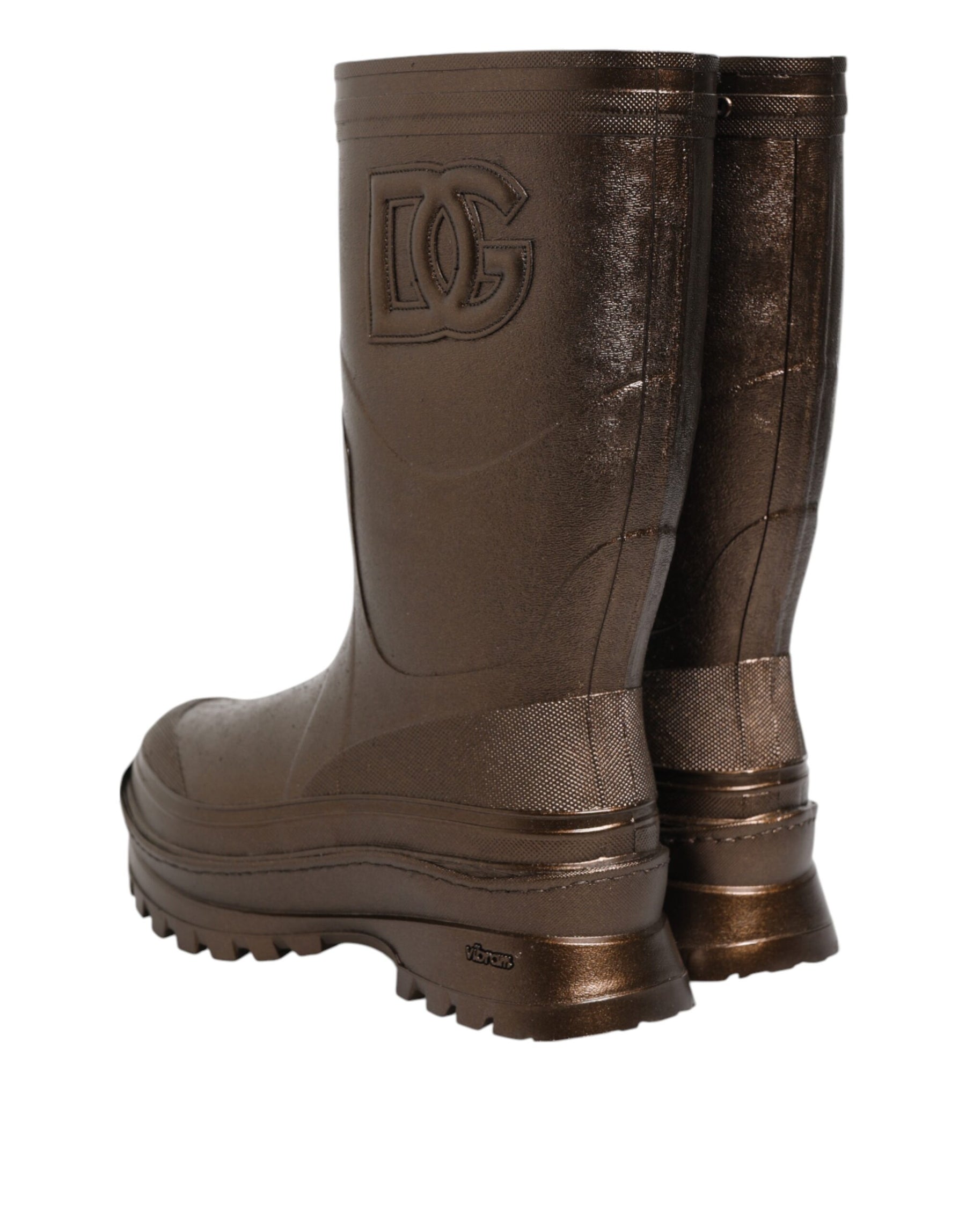 Dolce & Gabbana Metallic Bronze Pull On Rain Boots Shoes | Regal Royce