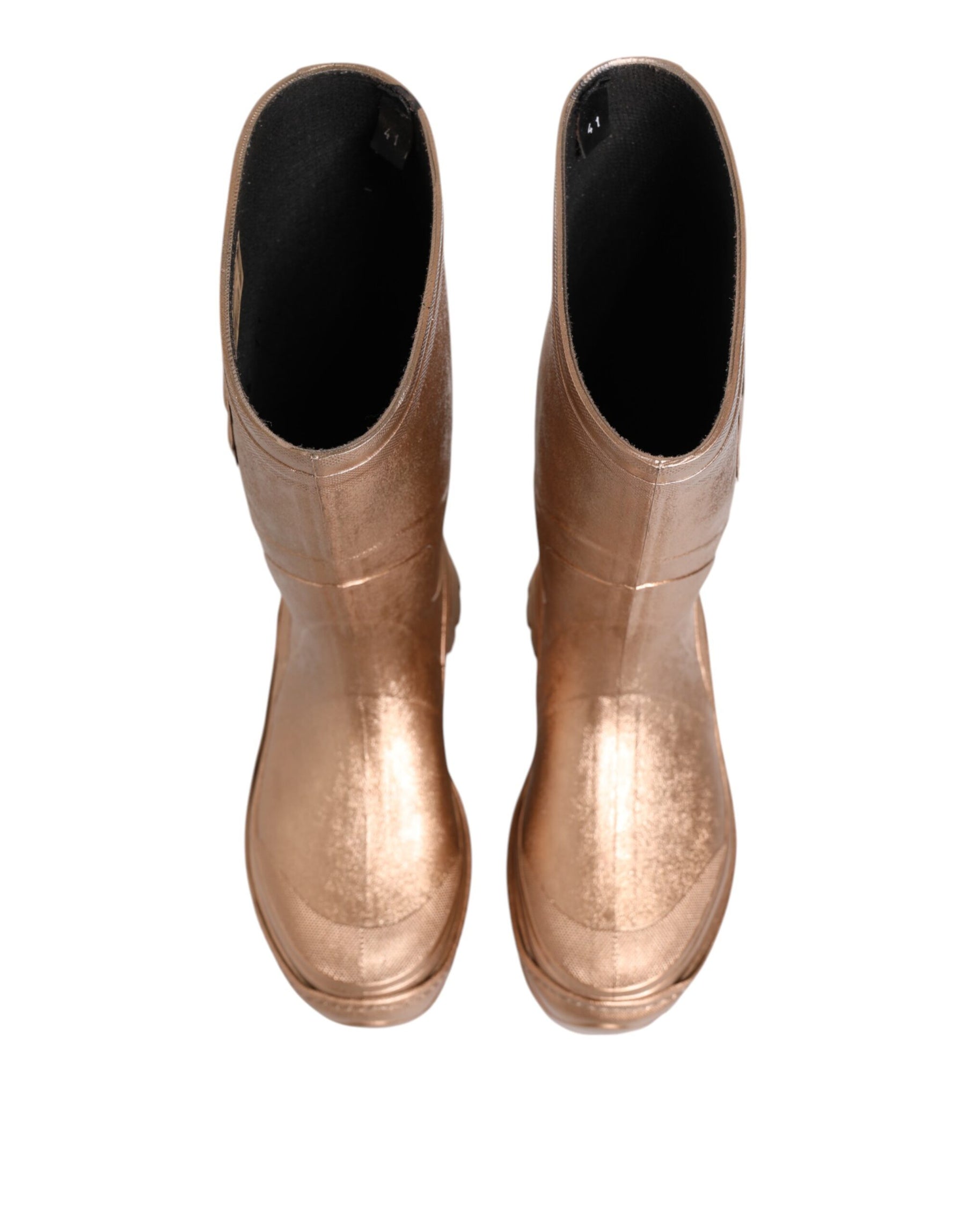 Dolce & Gabbana Rose Gold Rubber Pull On Rain Boots  Shoes | Regal Royce