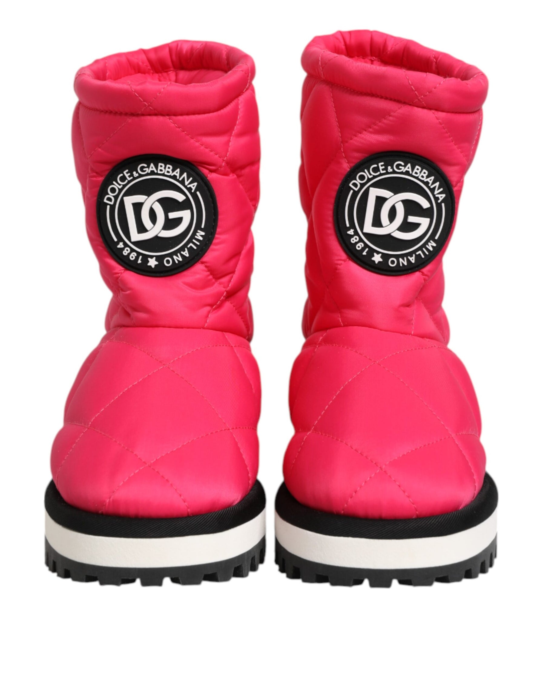 Dolce & Gabbana Pink White Viscose Padded Mid Calf Boots Shoes | Regal Royce