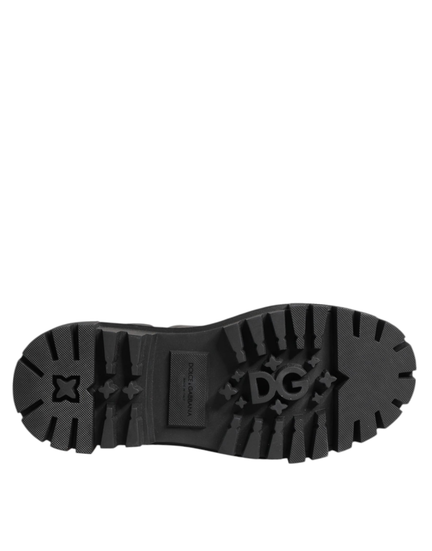 Dolce & Gabbana Black Crystal Embellished Combat Boots Shoes | Regal Royce