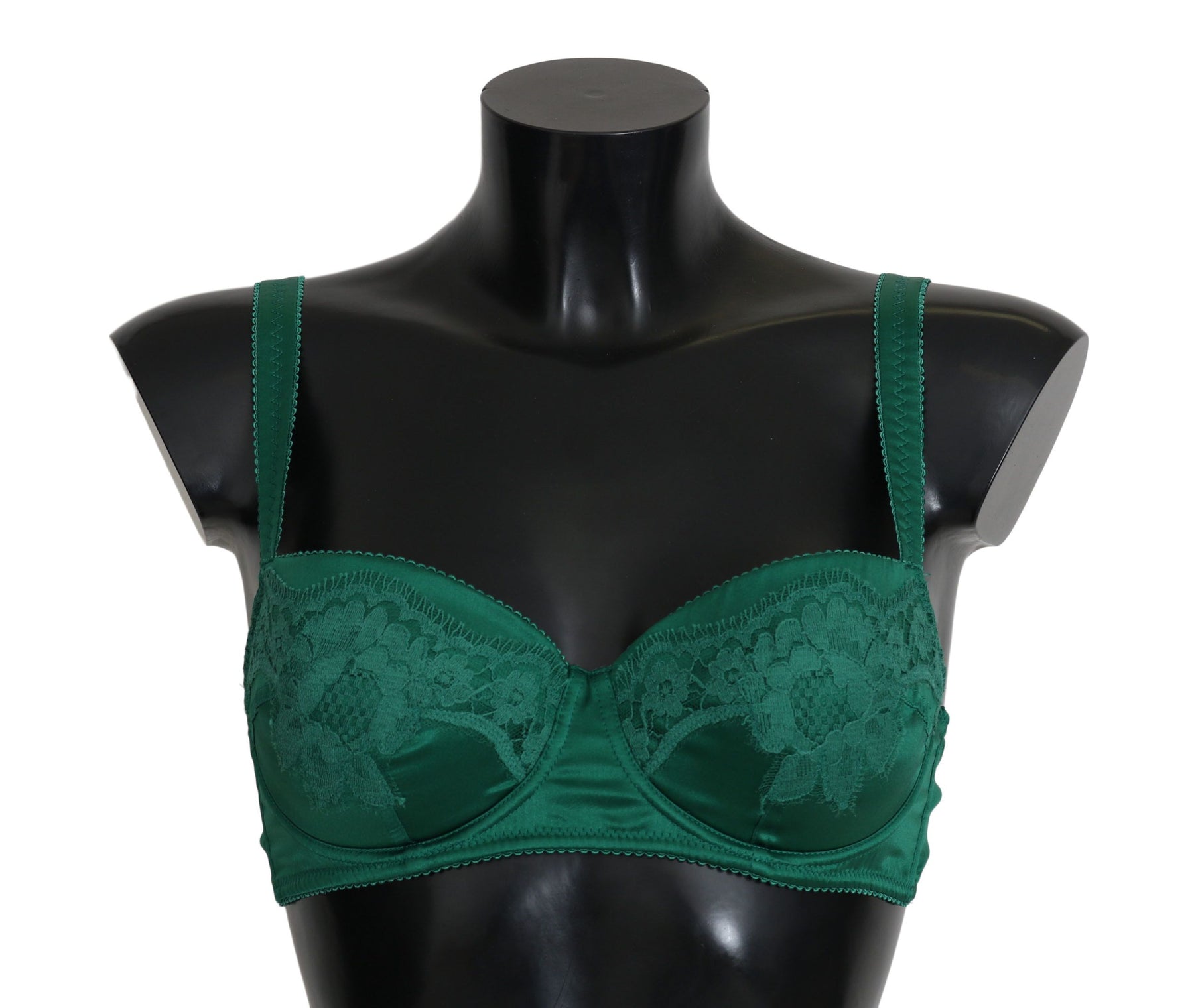 Dolce & Gabbana Green Silk Stretch Floral Lace Bra Underwear | Regal Royce