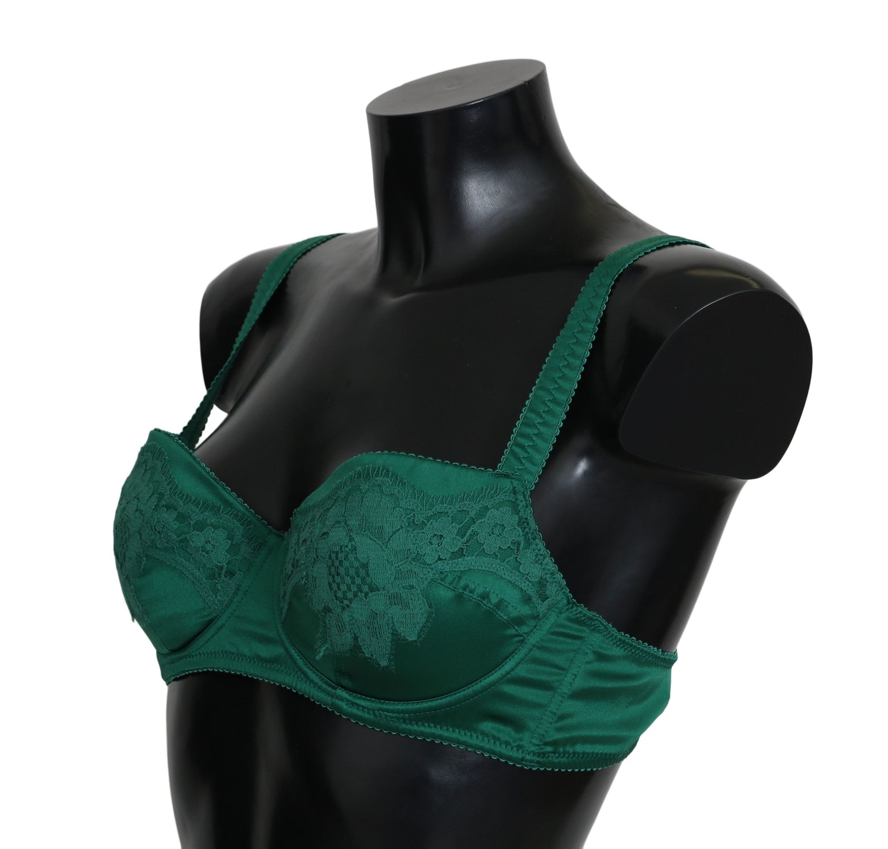 Dolce & Gabbana Green Silk Stretch Floral Lace Bra Underwear | Regal Royce