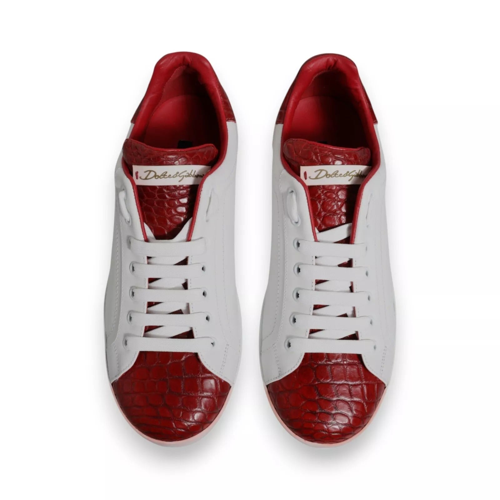 Dolce & Gabbana White Red Leather Logo Portofino Sneaker | Regal Royce