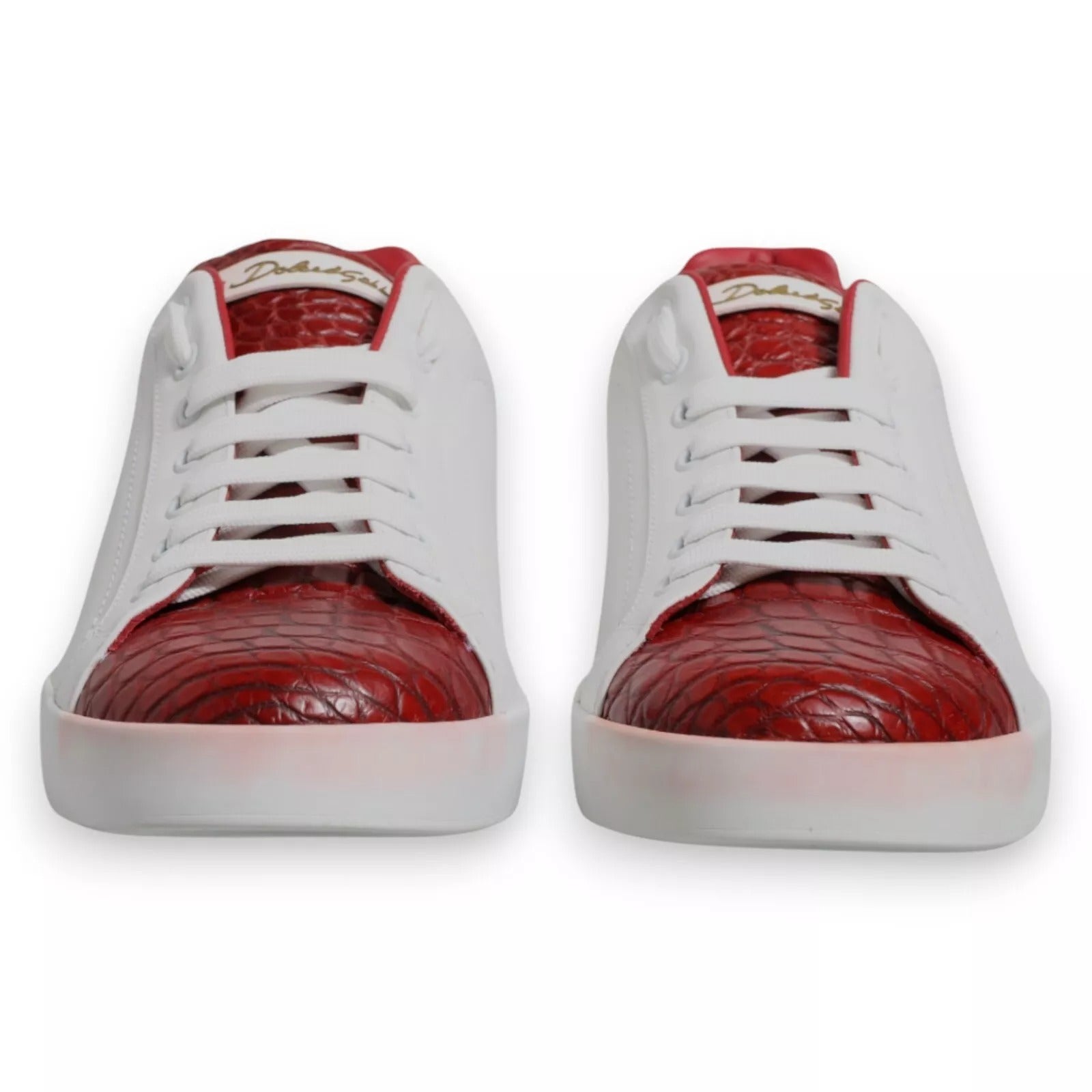 Dolce & Gabbana White Red Leather Logo Portofino Sneaker | Regal Royce