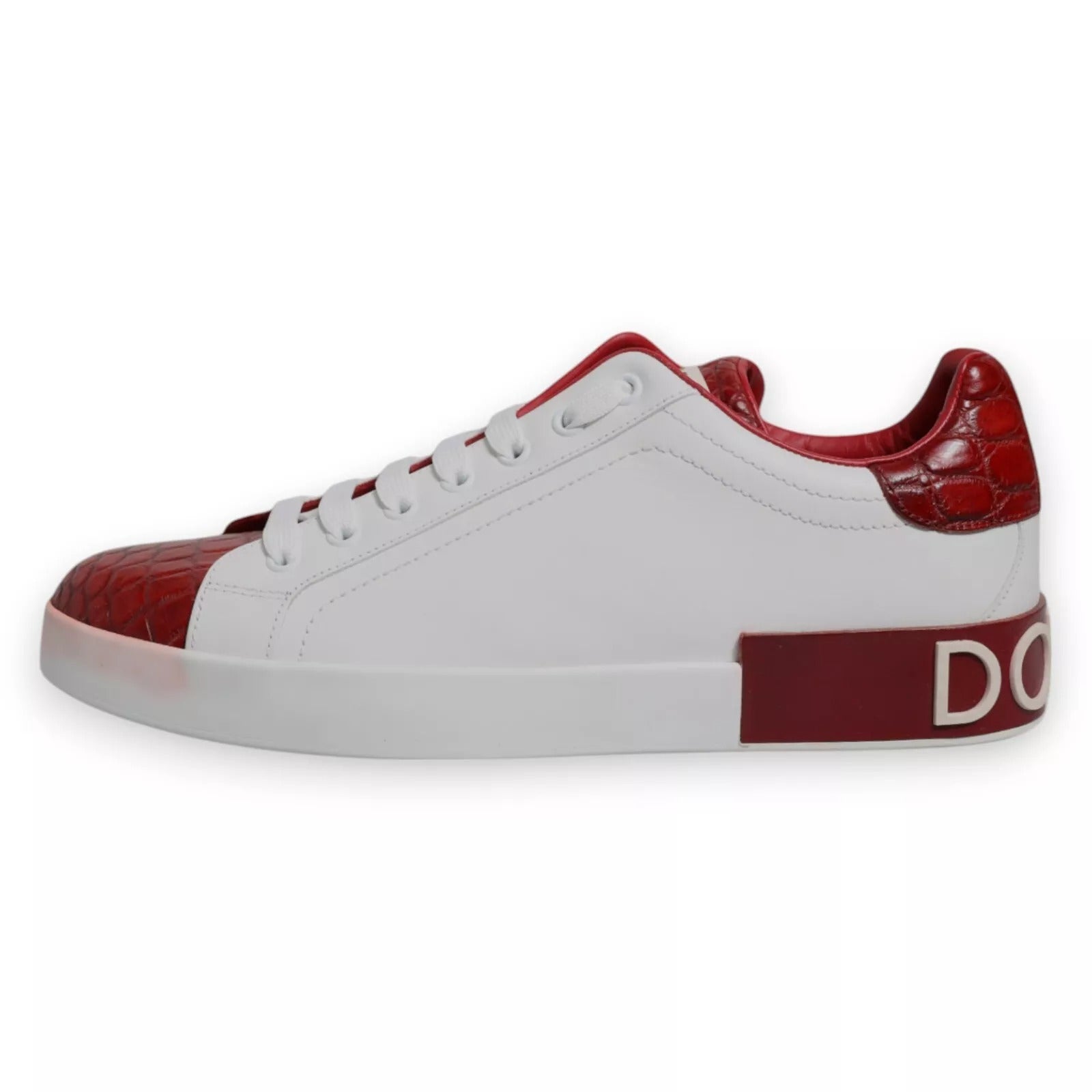 Dolce & Gabbana White Red Leather Logo Portofino Sneaker | Regal Royce