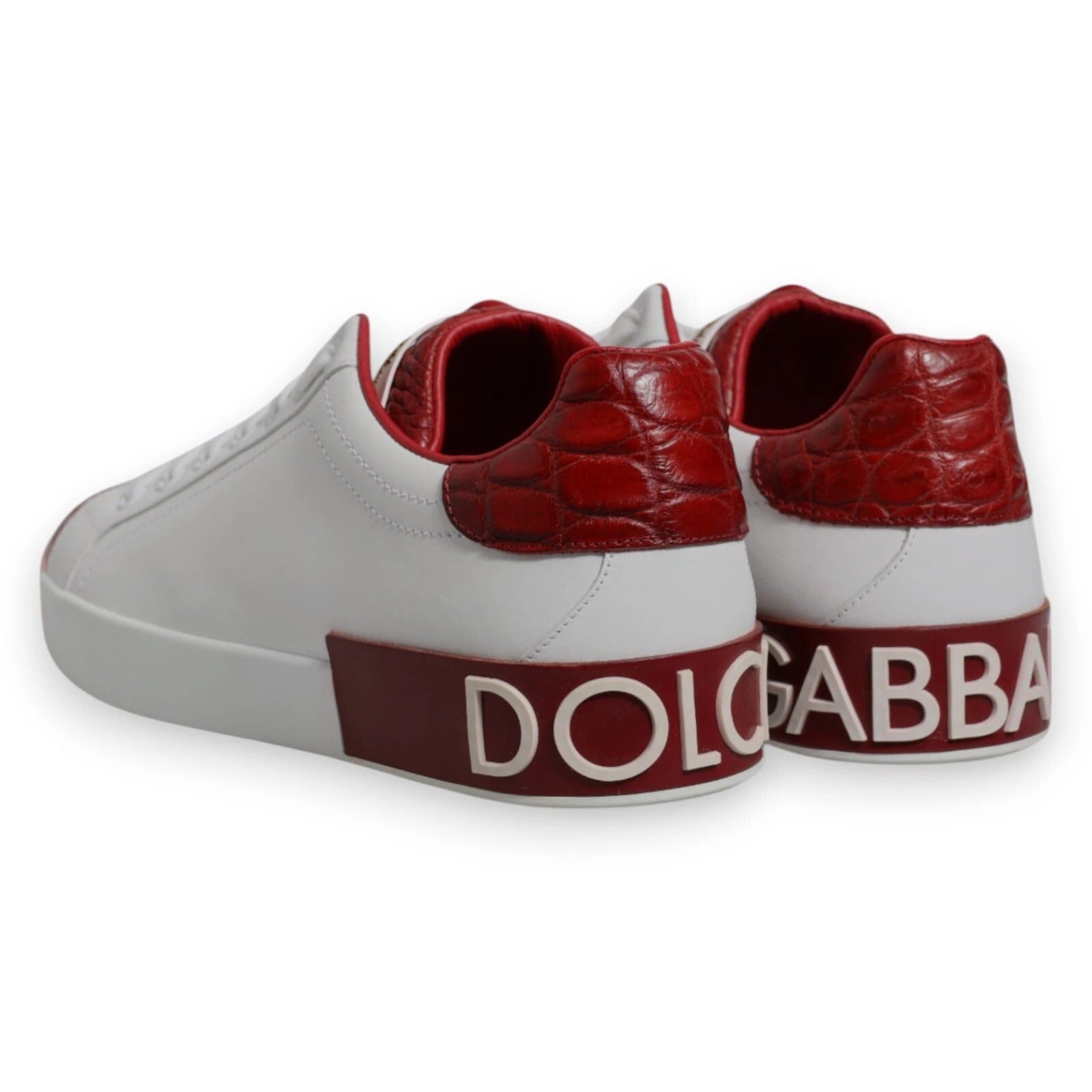 Dolce & Gabbana White Red Leather Logo Portofino Sneaker | Regal Royce