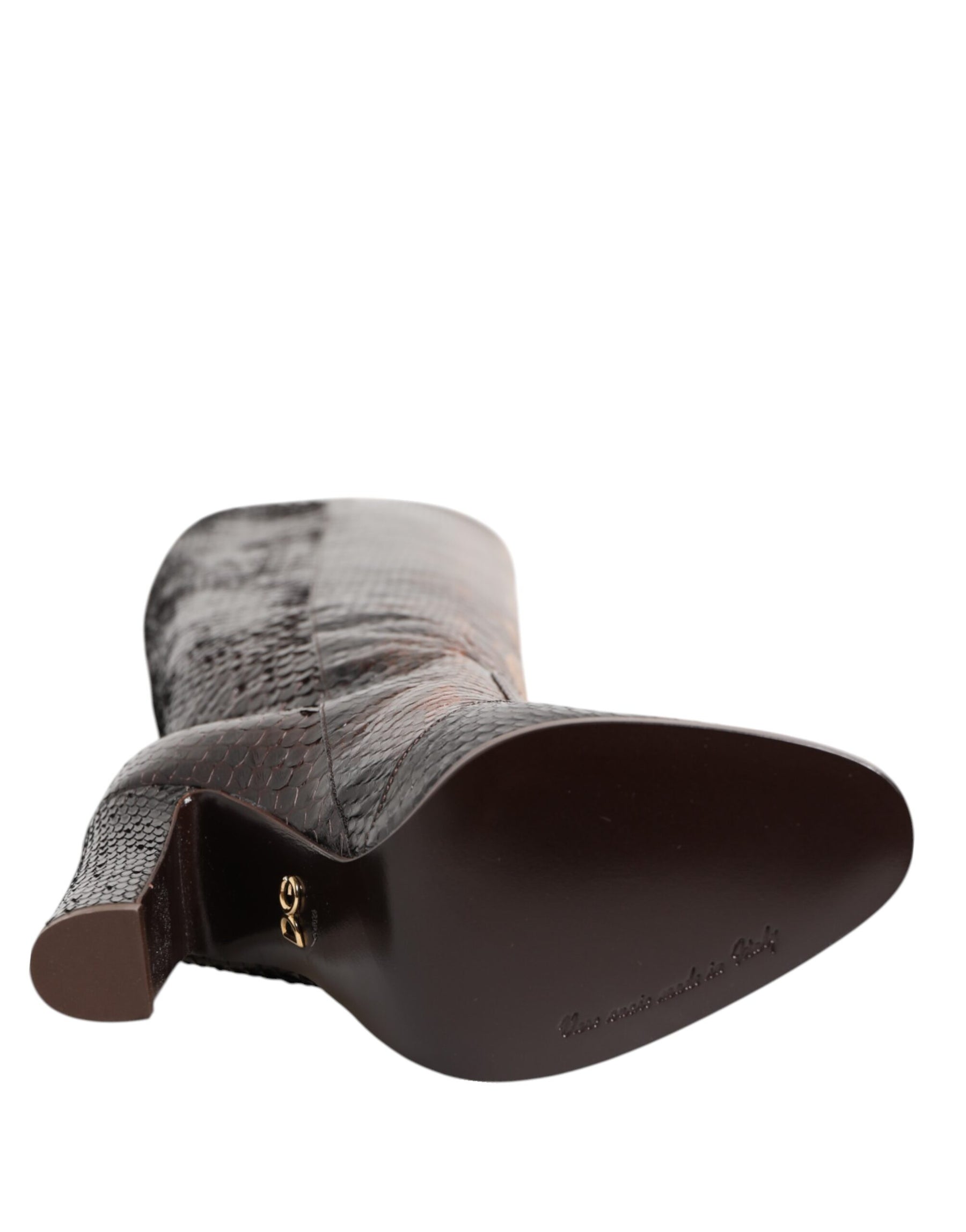 Dolce & Gabbana Brown Python Snakeskin Print Riding Boots Shoes | Regal Royce