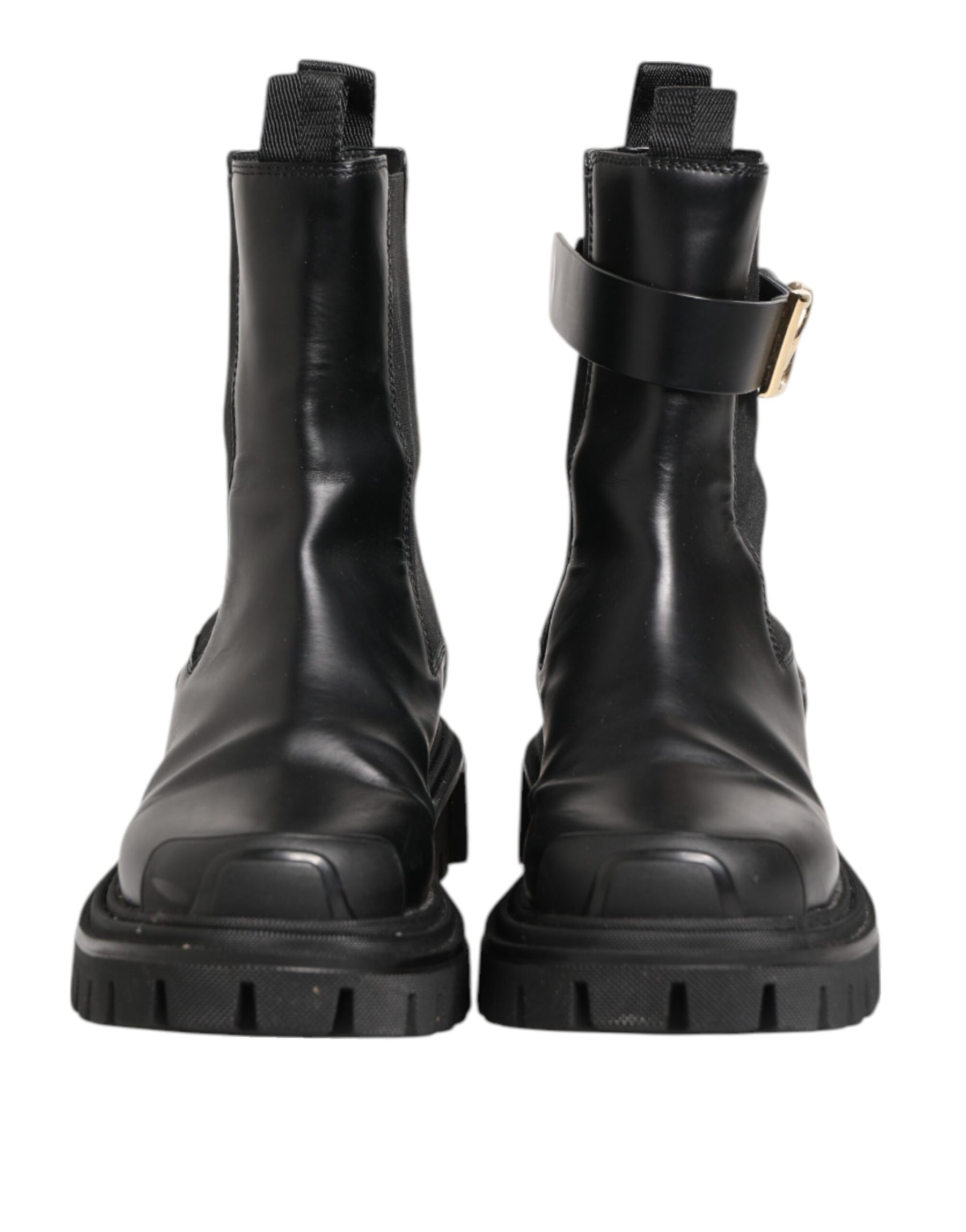 Dolce & Gabbana Black Gold DG Logo Trekking Calf Boots Shoes | Regal Royce