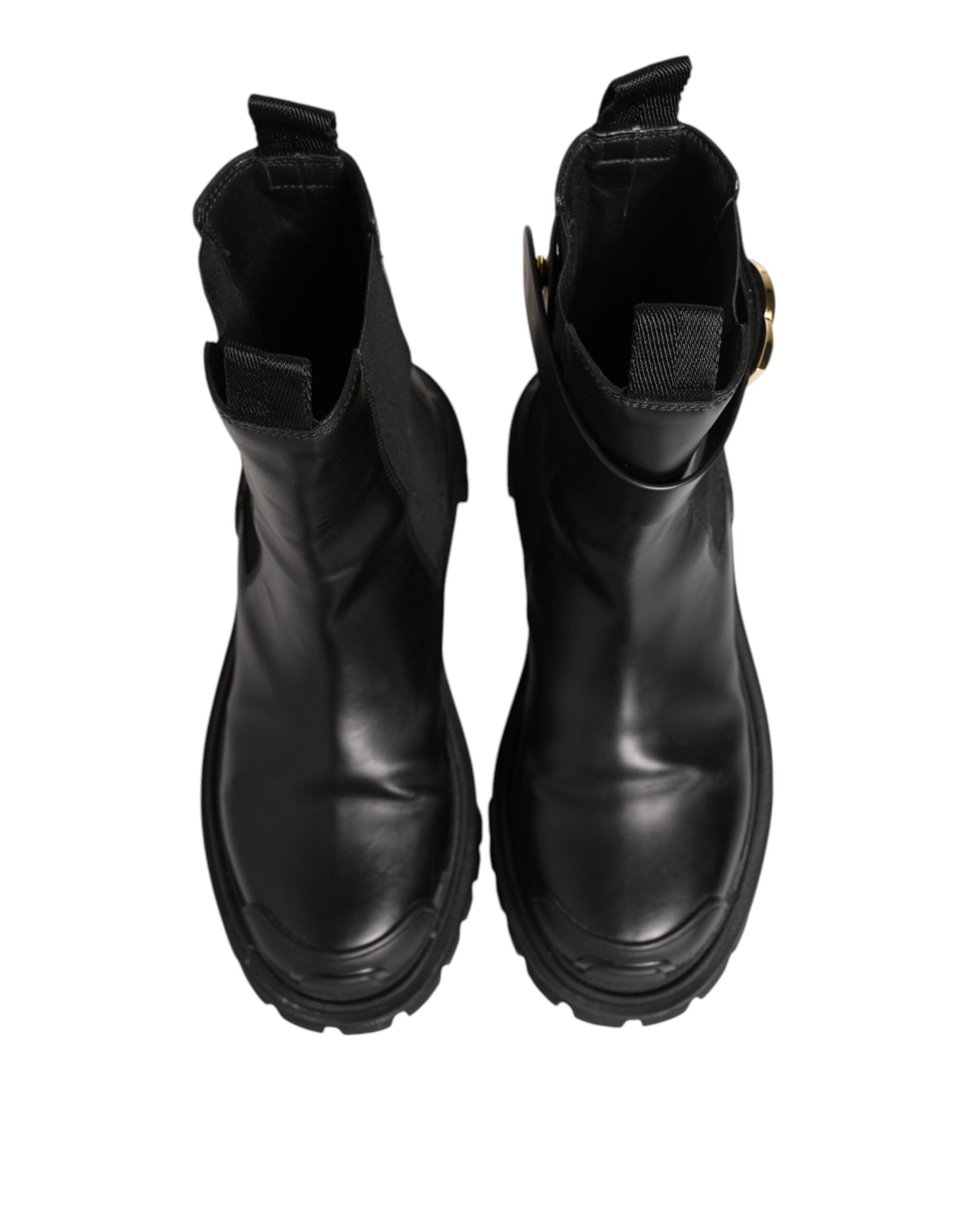 Dolce & Gabbana Black Gold DG Logo Trekking Calf Boots Shoes | Regal Royce