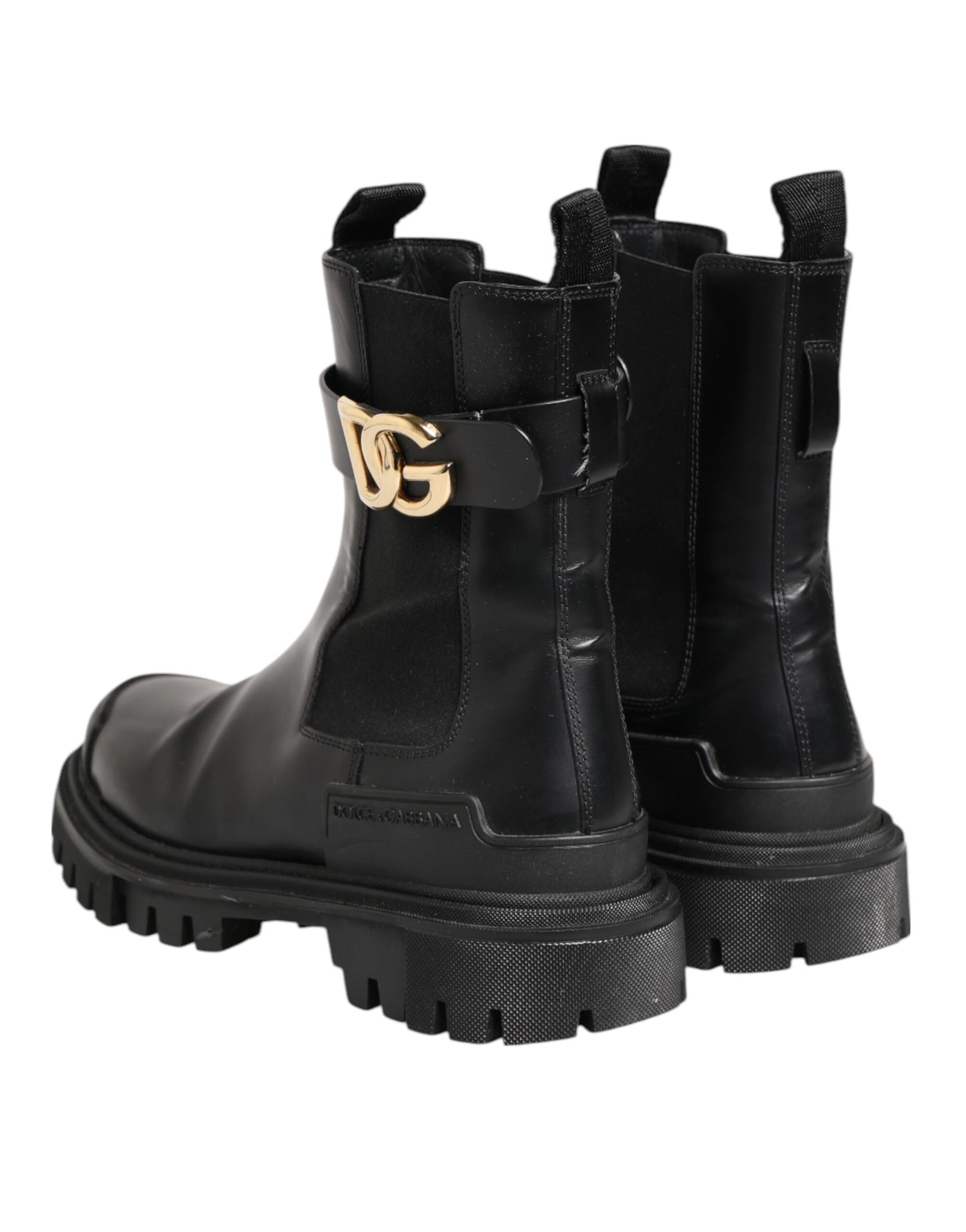 Dolce & Gabbana Black Gold DG Logo Trekking Calf Boots Shoes | Regal Royce