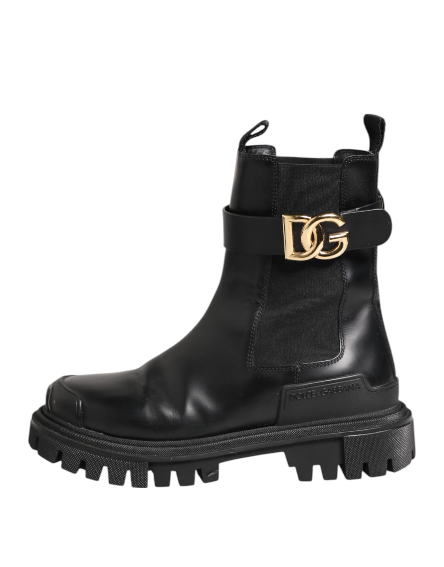 Dolce & Gabbana Black Gold DG Logo Trekking Calf Boots Shoes | Regal Royce