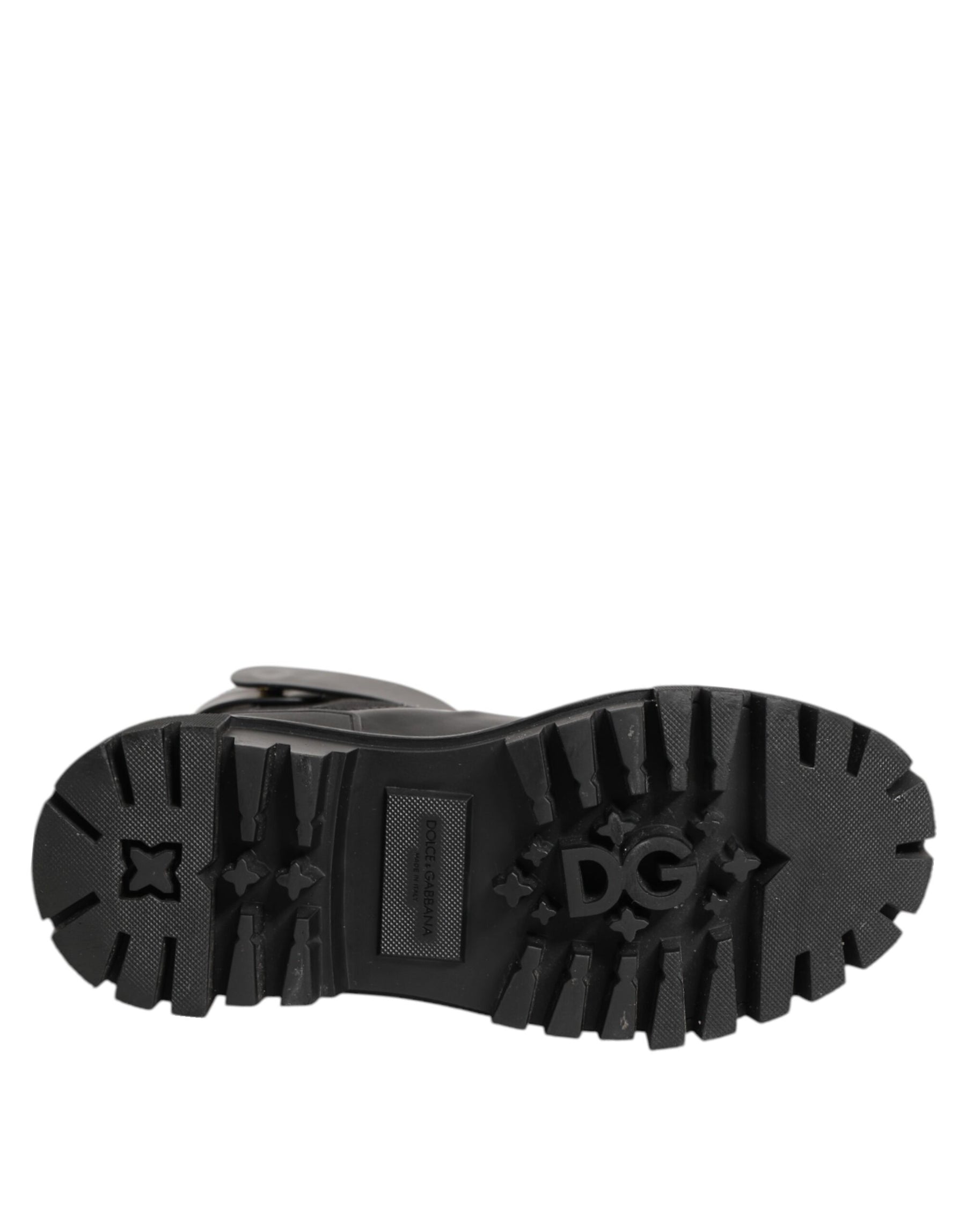 Dolce & Gabbana Black Gold DG Logo Trekking Calf Boots Shoes | Regal Royce