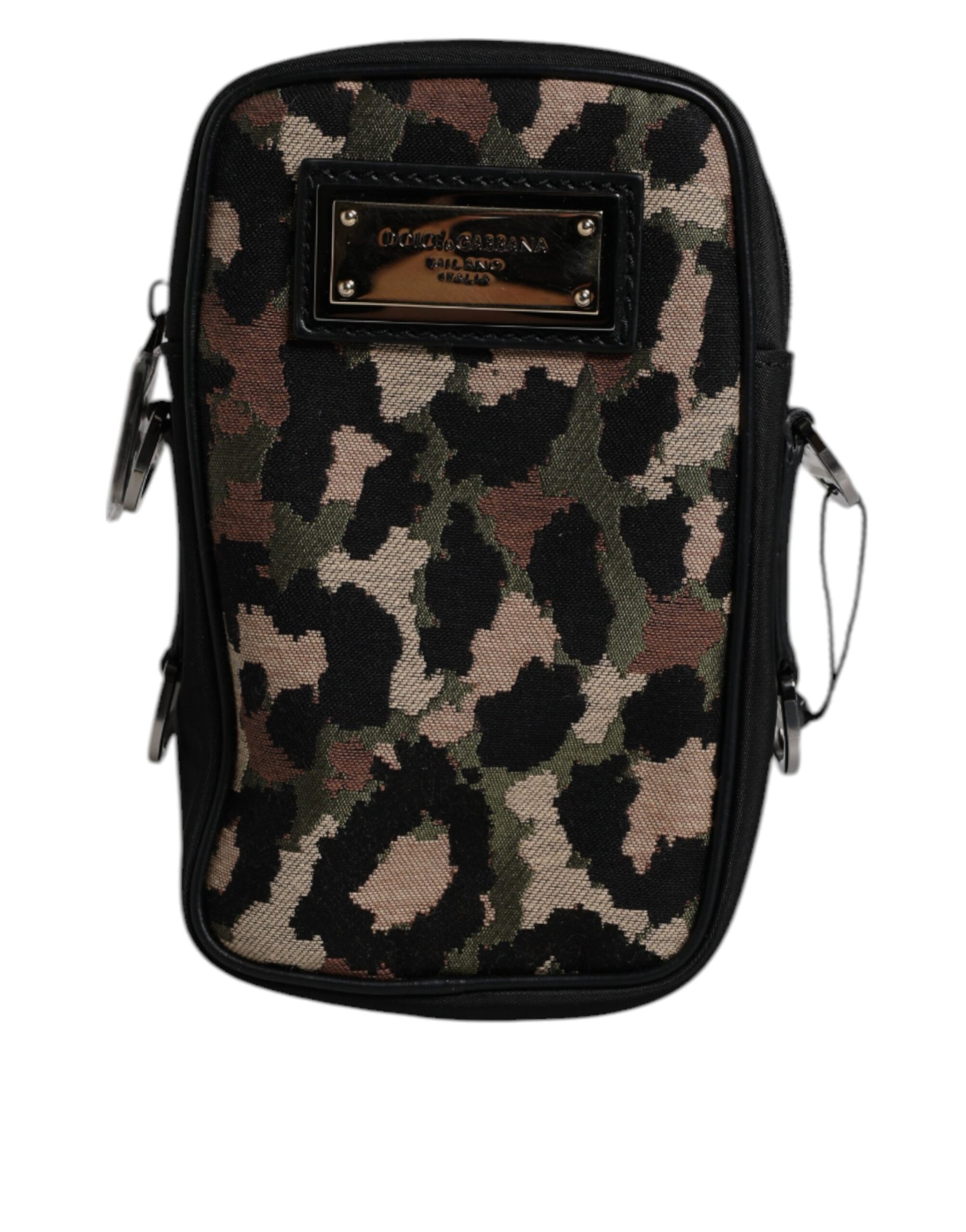 Dolce & Gabbana Multicolor Leopard Jacquard Logo Plaque Neck Strap Bag | Regal Royce