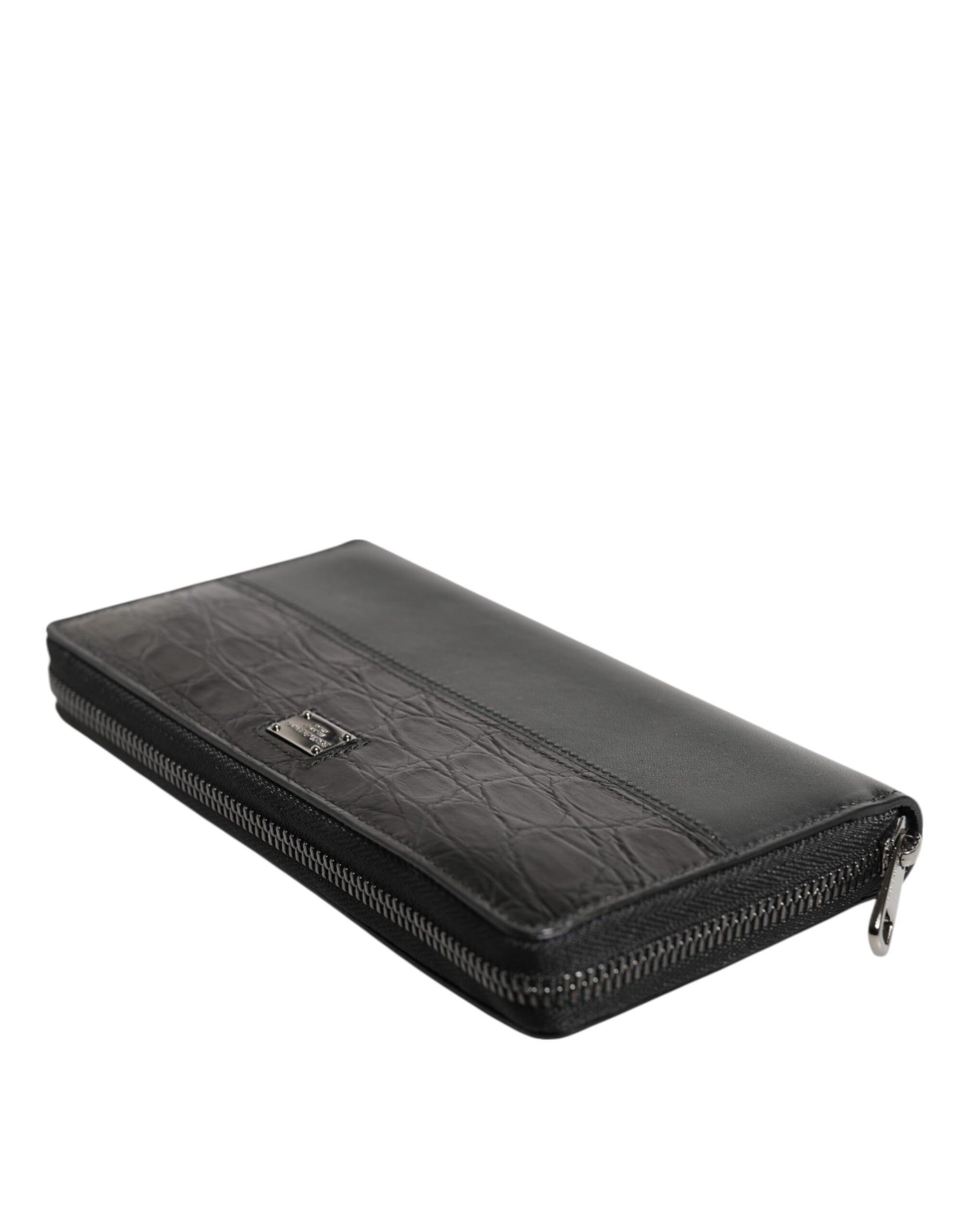 Dolce & Gabbana Black Leather Logo Plaque Zip Around Continental Wallet | Regal Royce