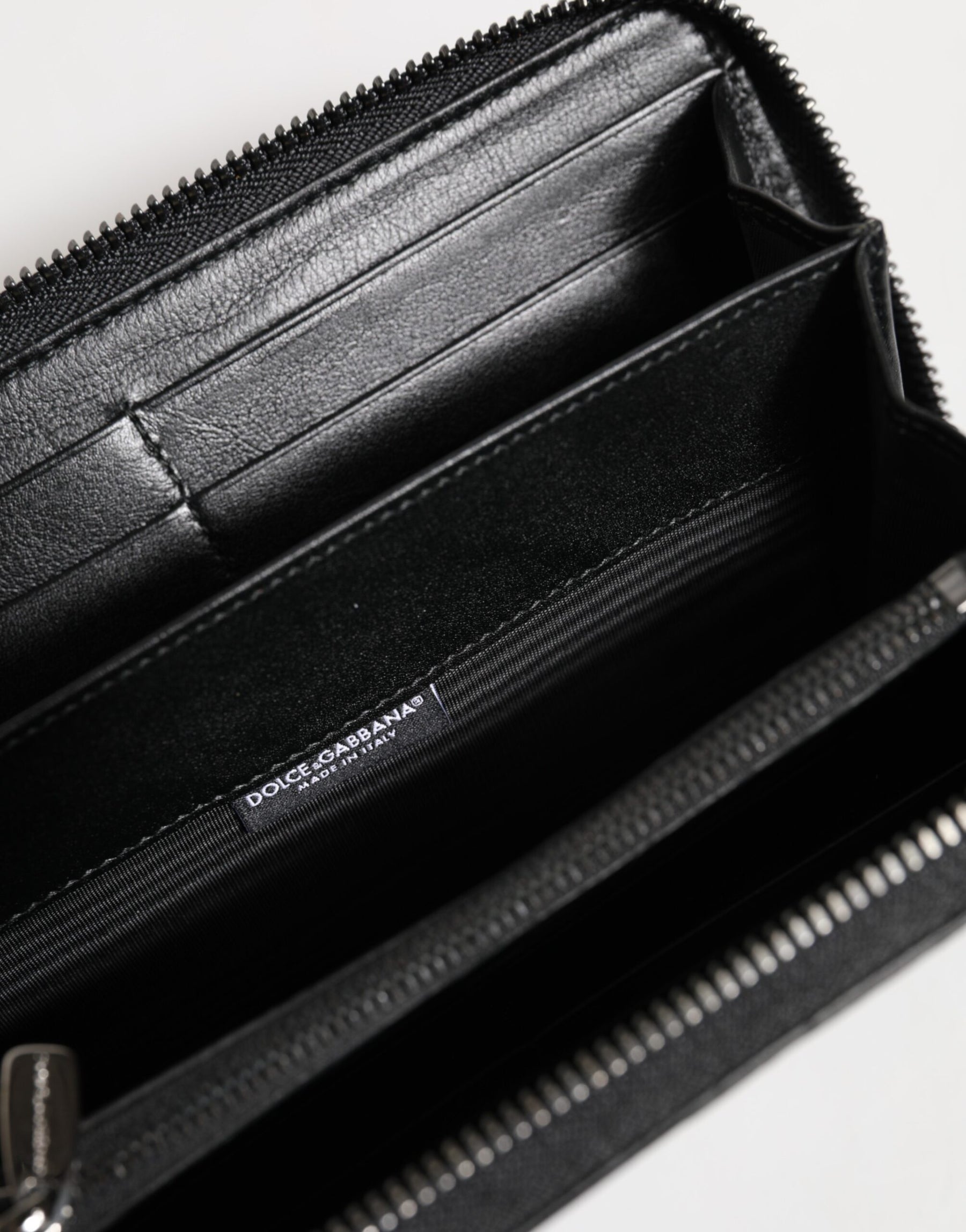 Dolce & Gabbana Black Leather Logo Plaque Zip Around Continental Wallet | Regal Royce
