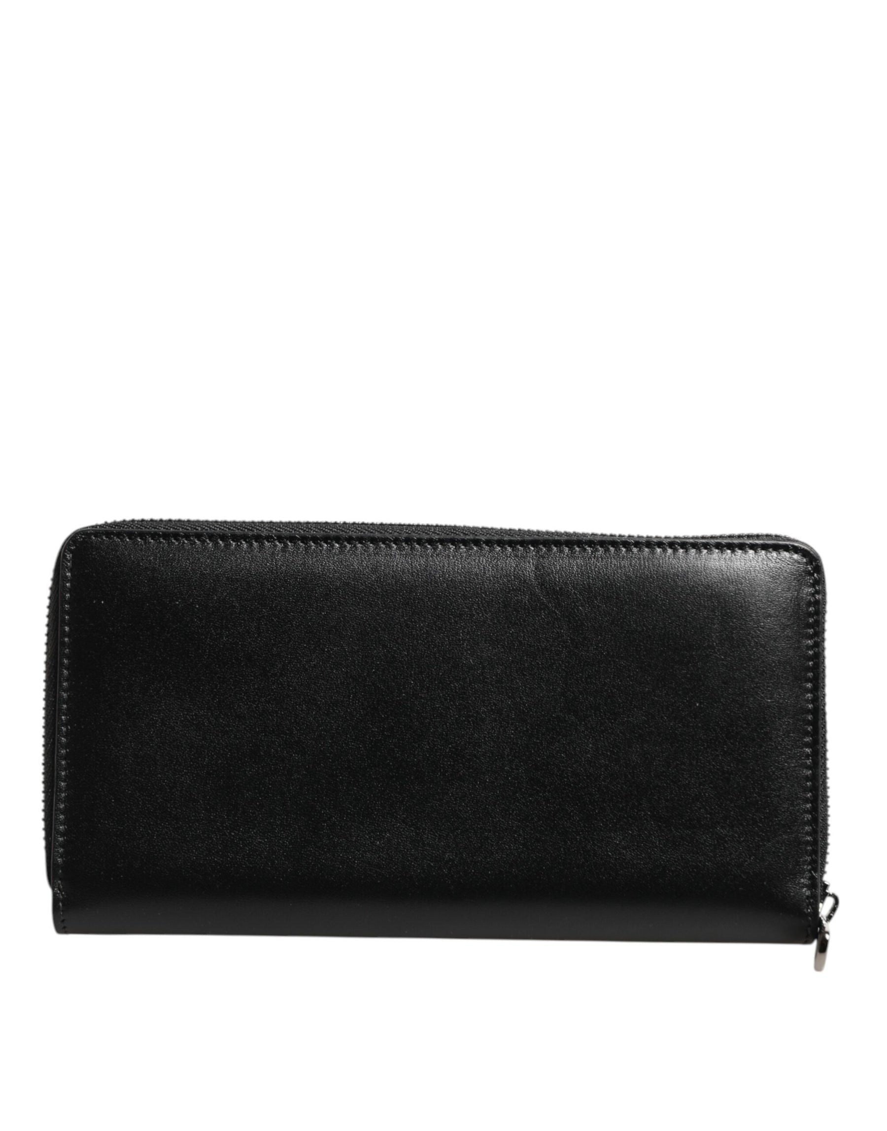 Dolce & Gabbana Black Leather DG Plaque Zip Around Continental Wallet | Regal Royce