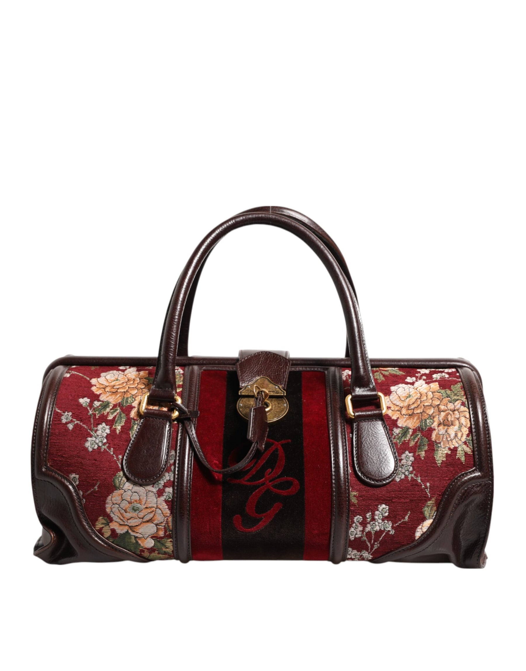 Dolce & Gabbana Multicolor Leather Jacquard Velvet Travel Duffle Bag | Regal Royce