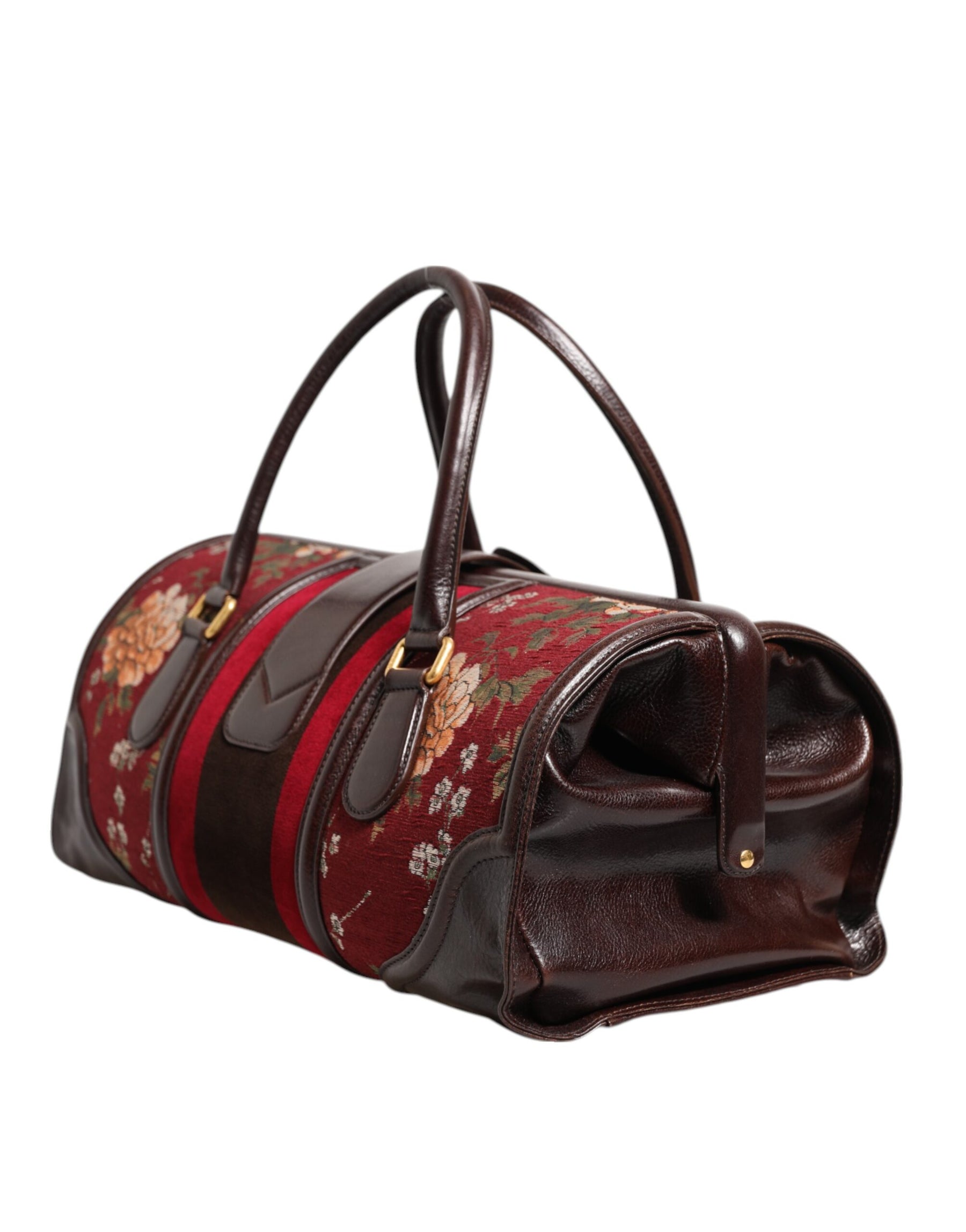 Dolce & Gabbana Multicolor Leather Jacquard Velvet Travel Duffle Bag | Regal Royce