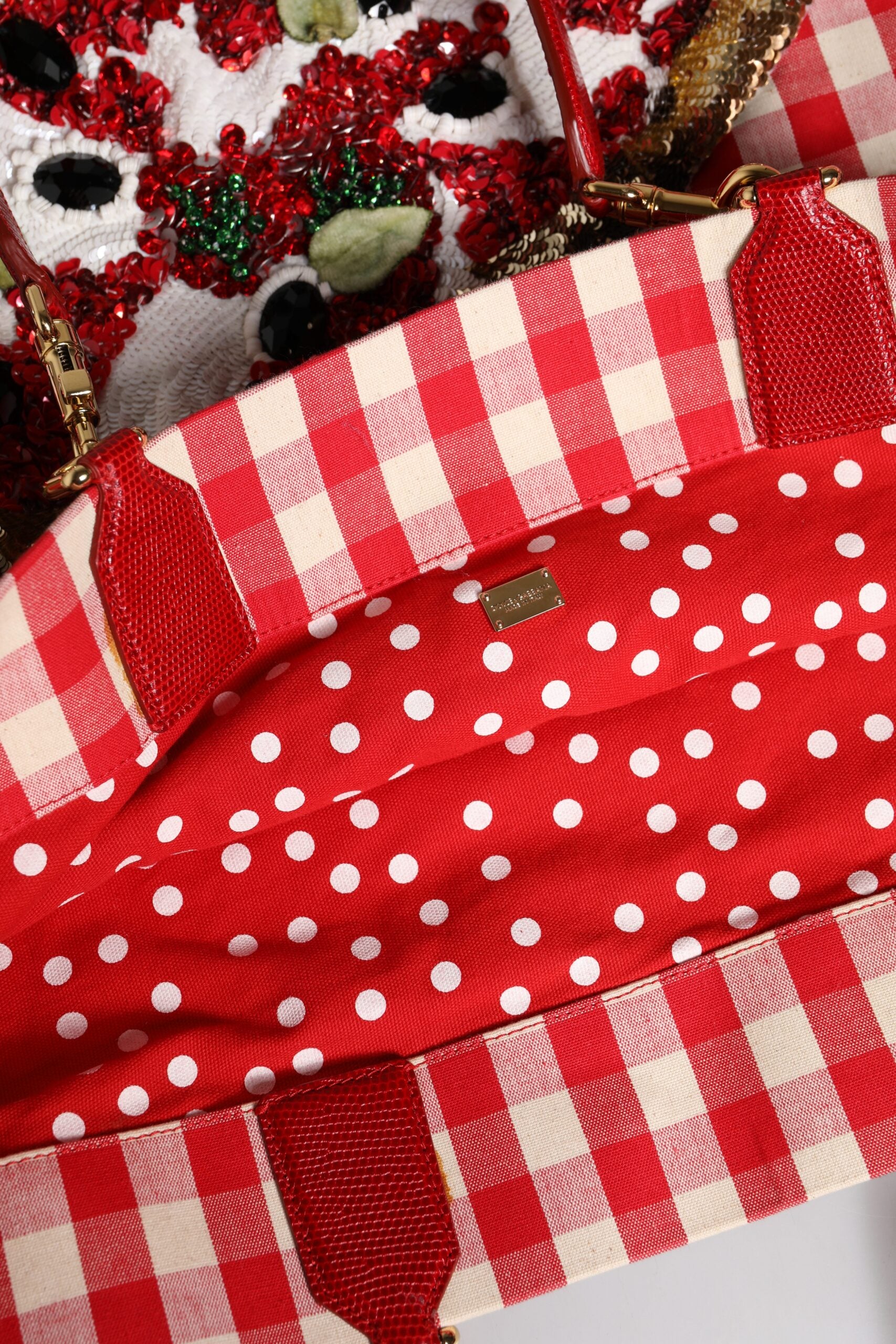 Dolce & Gabbana Red I Love Pizza Rhinestone Embellished Tote Bag | Regal Royce