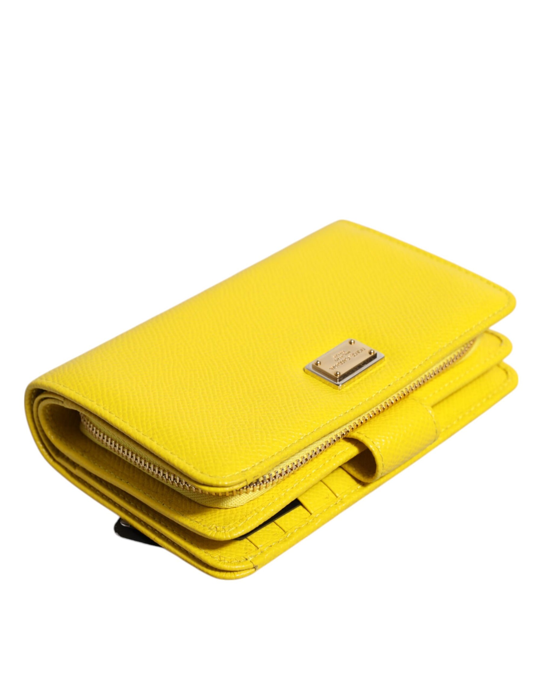 Dolce & Gabbana Yellow Leather Bifold Continental Clutch Wallet | Regal Royce