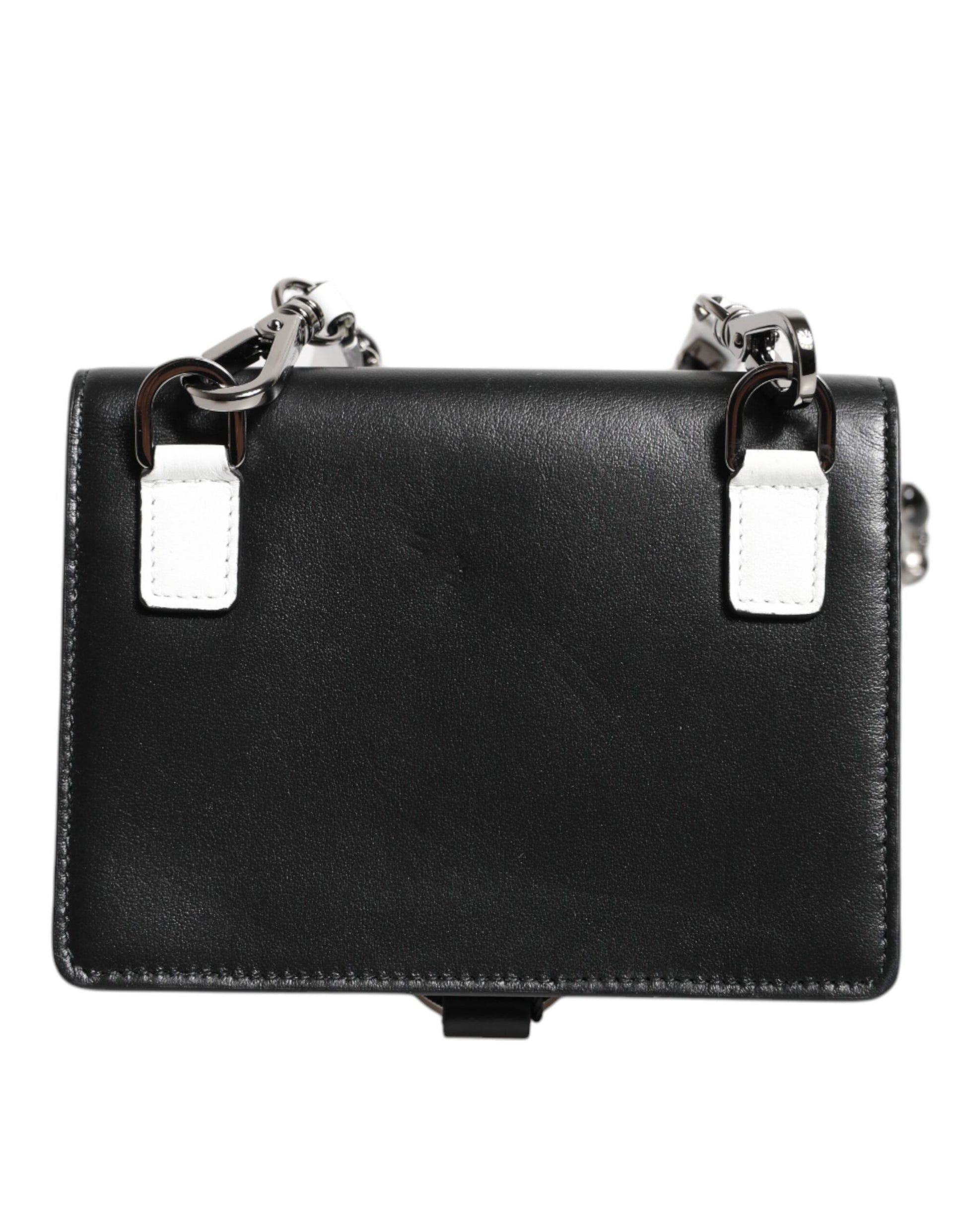 Dolce & Gabbana Black Leather Crystal Embellished Card Holder Wallet