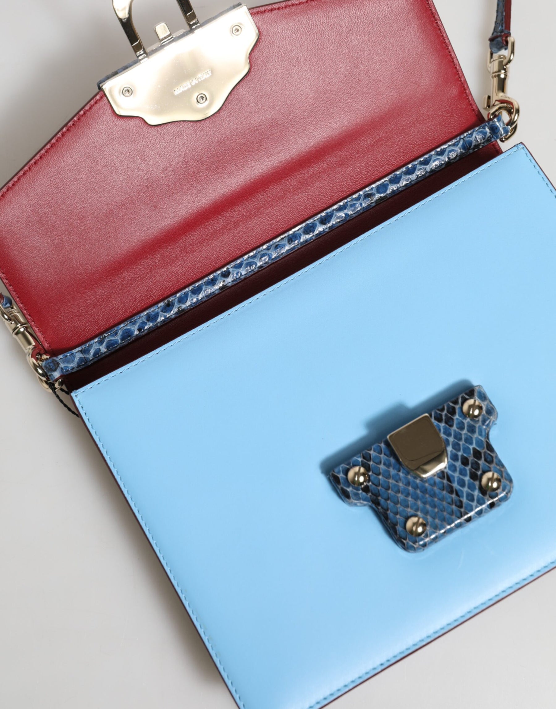 Dolce & Gabbana Blue Beige Exotic Leather LUCIA Crossbody Bag | Regal Royce