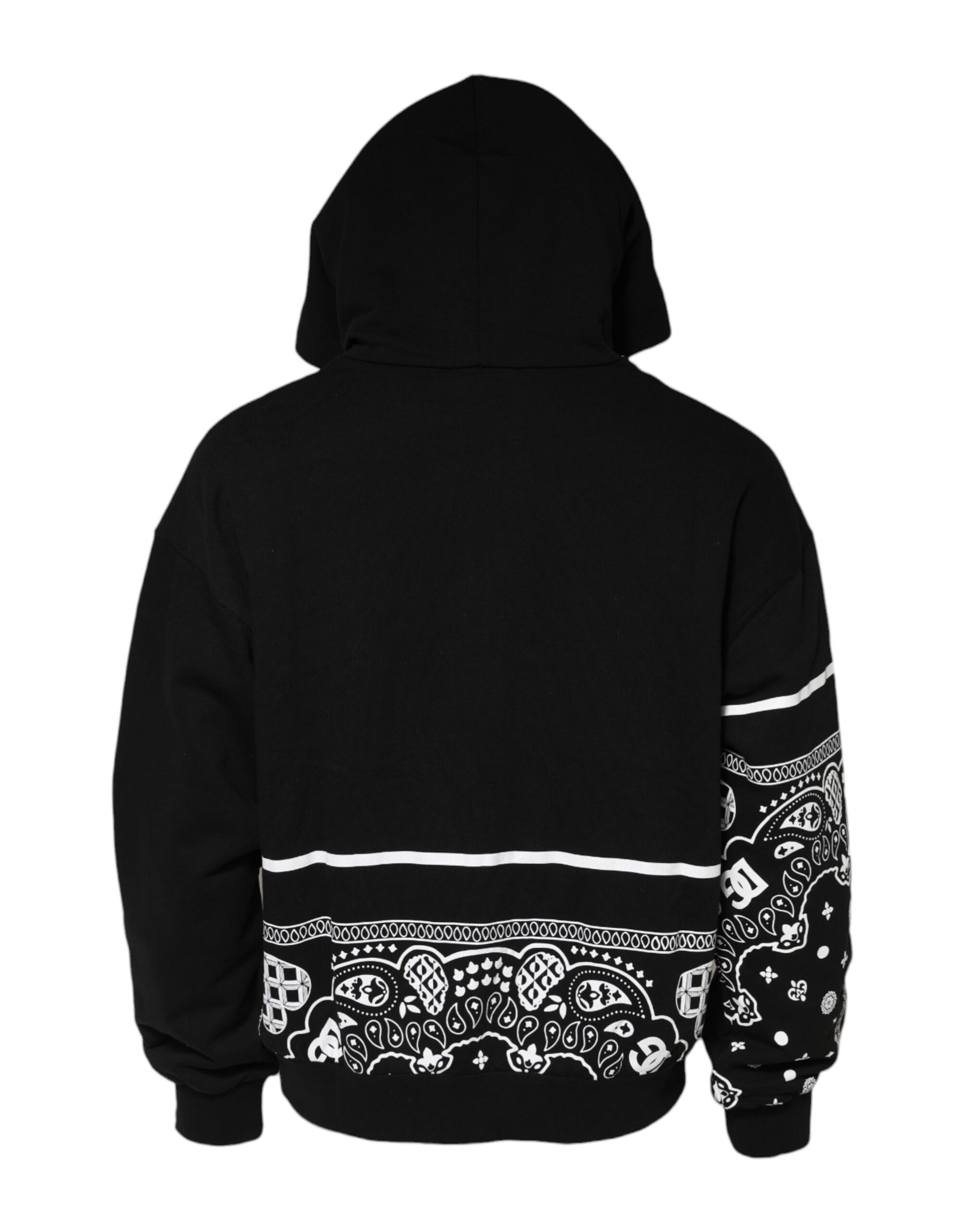 Dolce & Gabbana Black Bandana Hooded Men Sweatshirt Sweater | Regal Royce