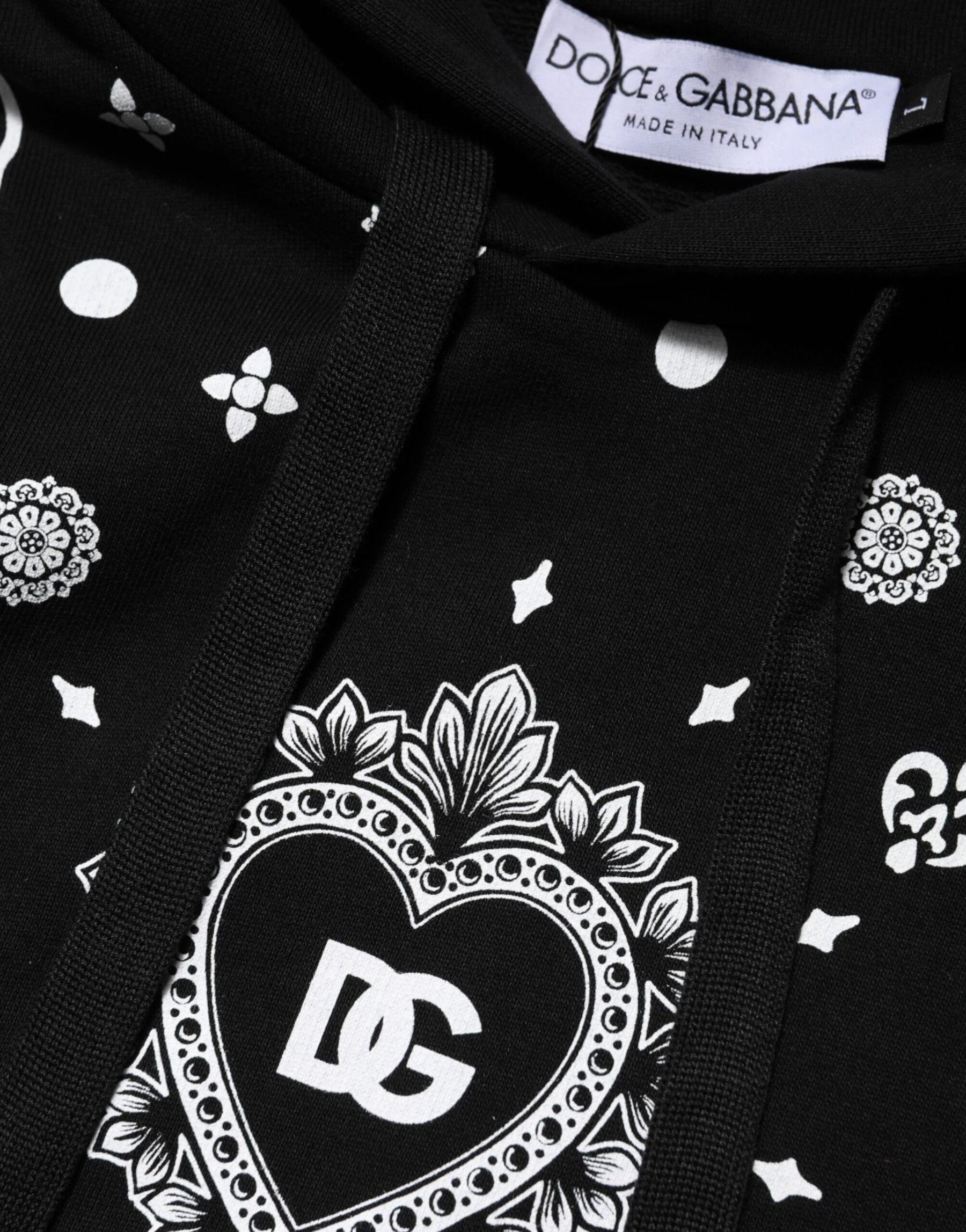 Dolce & Gabbana Black Bandana Hooded Men Sweatshirt Sweater | Regal Royce