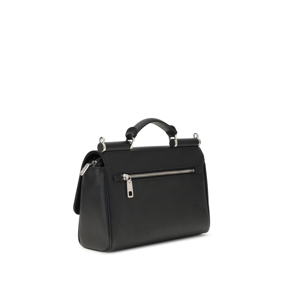 Dolce & Gabbana Black Calf Leather Bos Taurus Shoulder Bag | Regal Royce