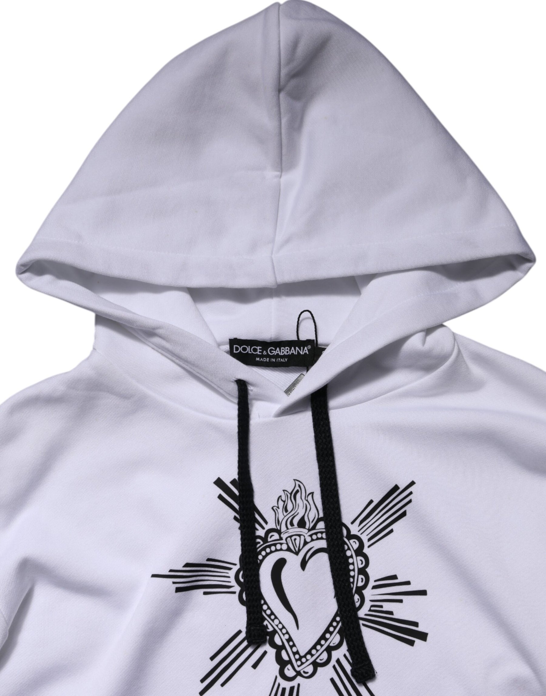 Dolce & Gabbana White Sacred Heart Hooded Sweatshirt Sweater | Regal Royce