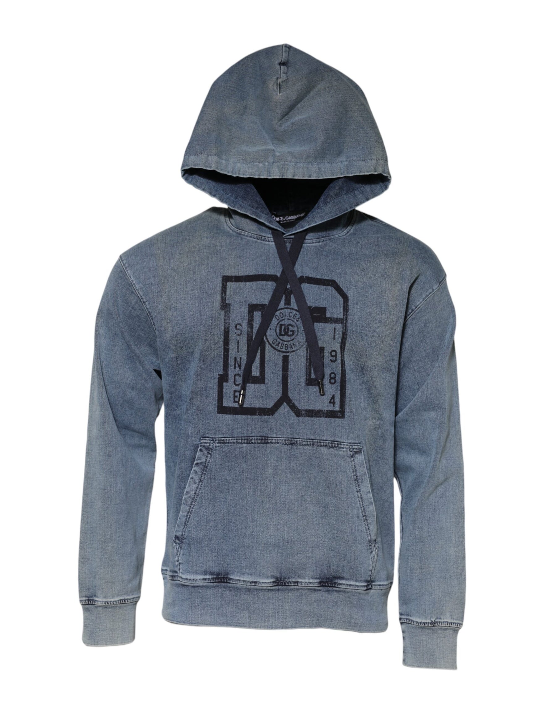 Dolce & Gabbana Blue Cotton Blend Hooded Sweatshirt Sweater | Regal Royce
