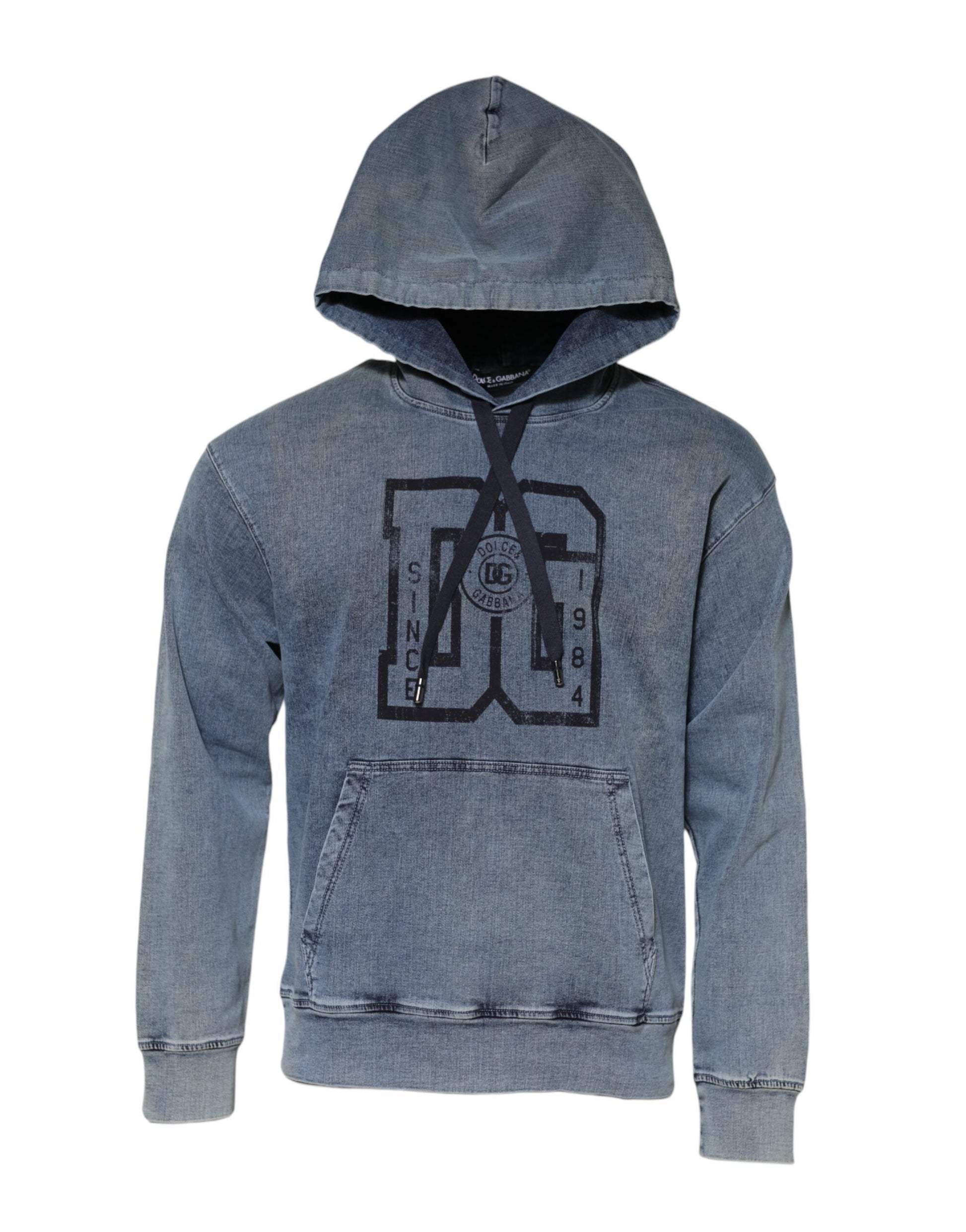Dolce & Gabbana Blue Cotton Blend Hooded Sweatshirt Sweater | Regal Royce