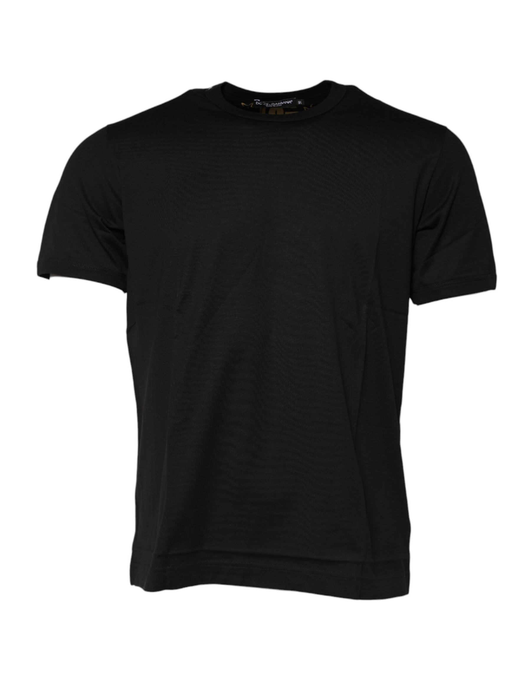 Dolce & Gabbana Black Cotton Logo Print Crew Neck T-shirt | Regal Royce