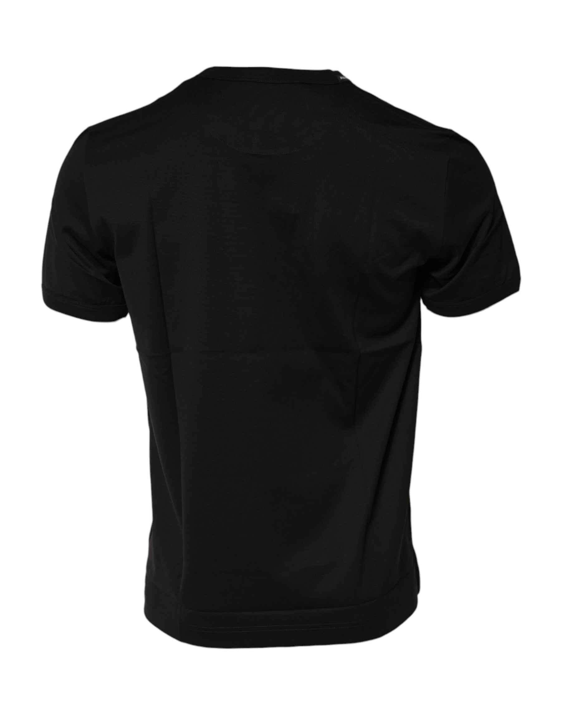 Dolce & Gabbana Black Cotton Logo Print Crew Neck T-shirt | Regal Royce