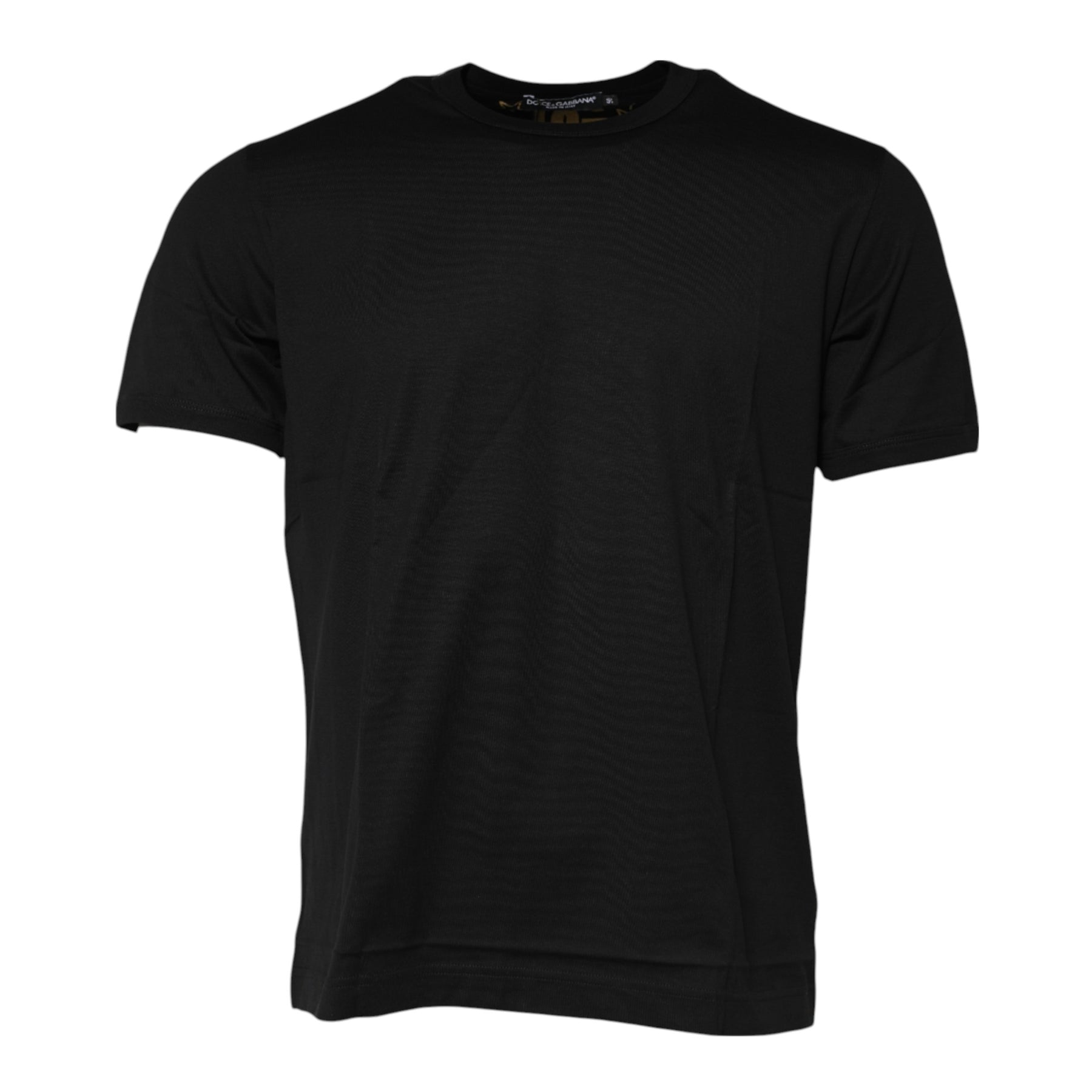 Dolce & Gabbana Black Cotton Logo Print Crew Neck T-shirt | Regal Royce